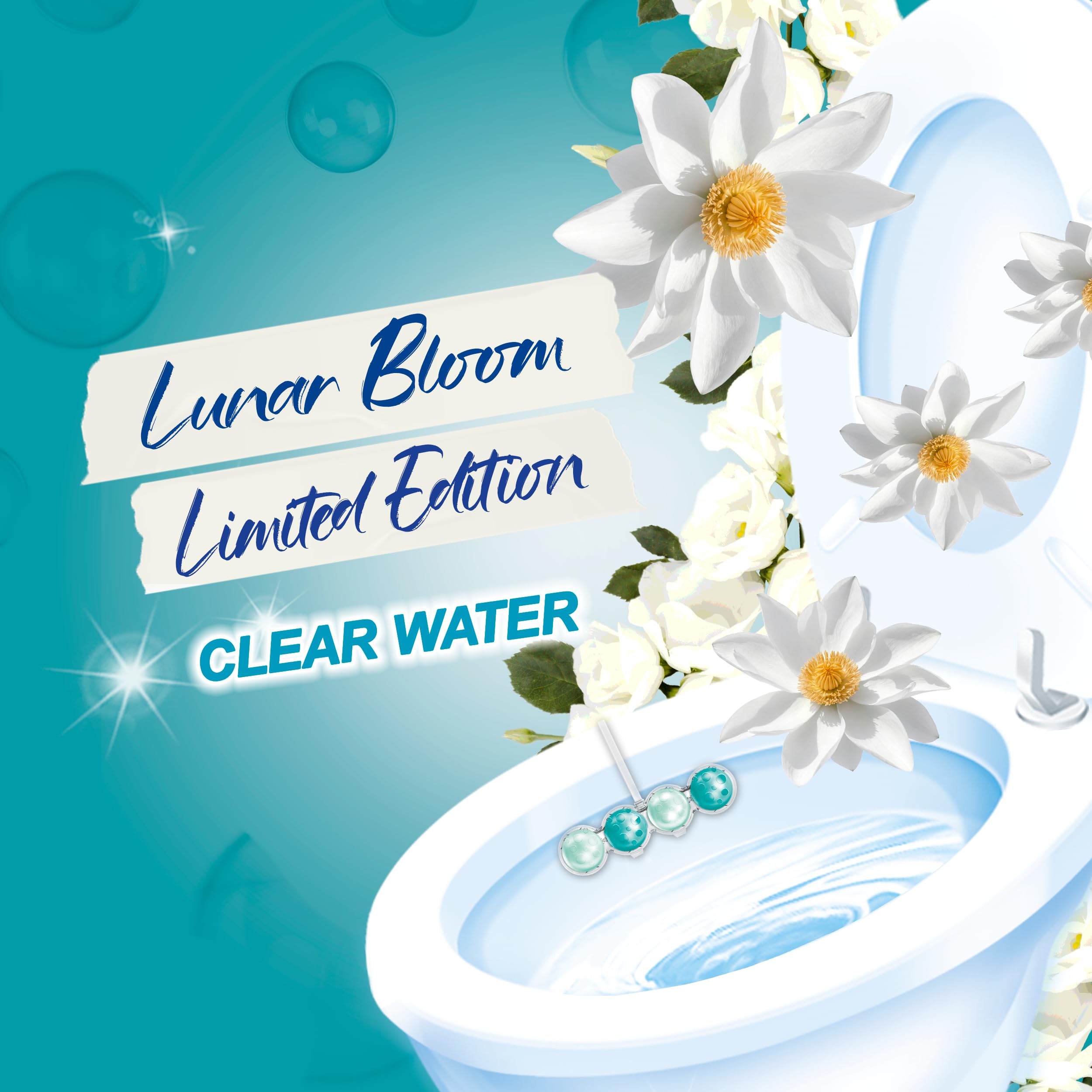 Bloo - Limited Edition Toilet Rim Block Lunar Bloom (3x50g) Clear Water 4