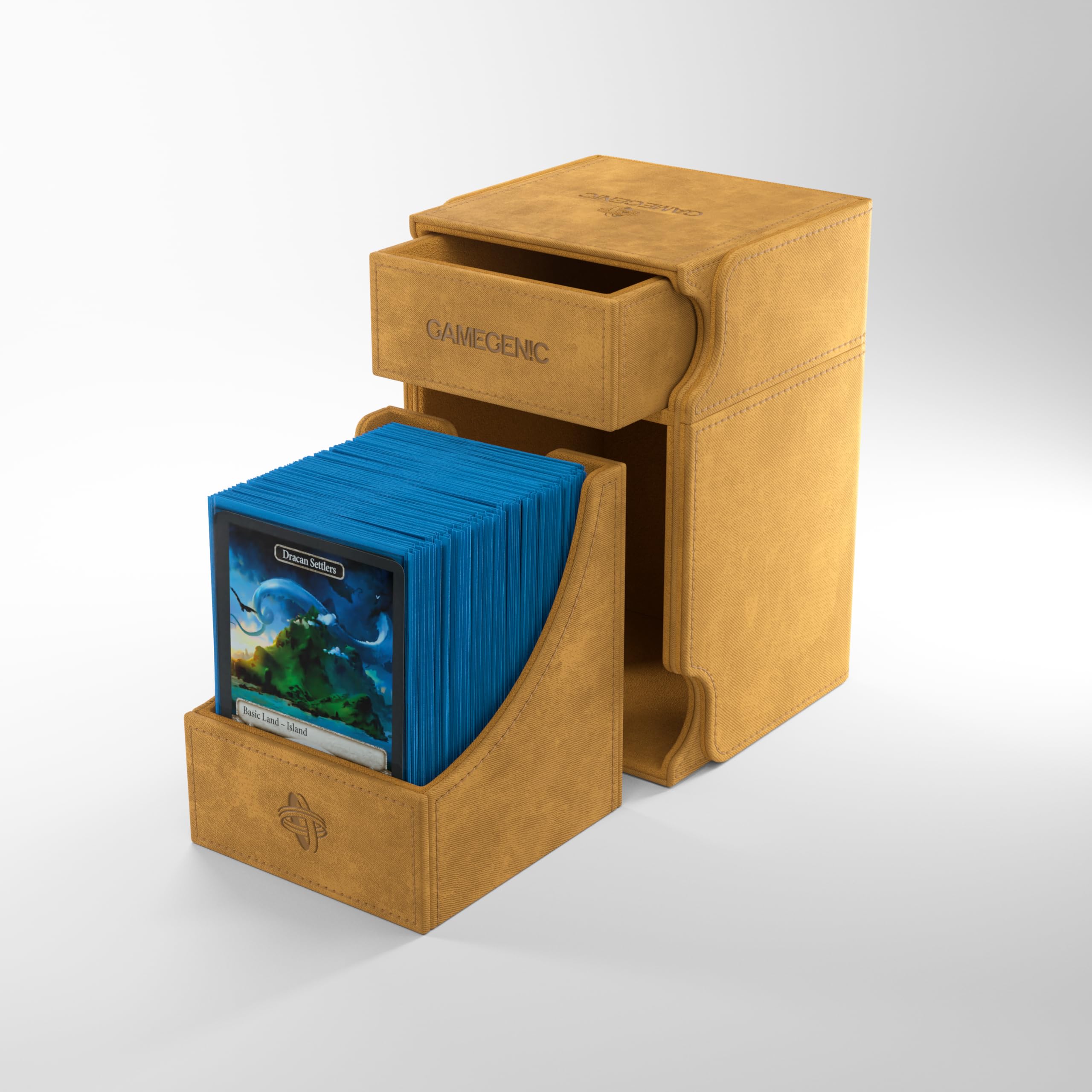 Gamegenic Watchtower 100+ XL Card Box - Holds 100 Double-Sleeved Cards | Sand Color | Portable 4