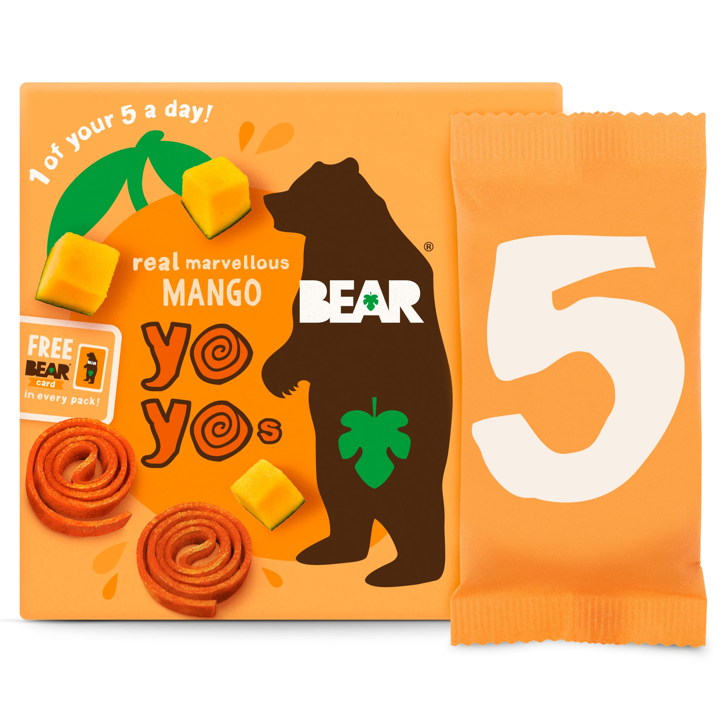 BEAR Mango Yoyos - Dried Fruit Rolls - 100% Natural, No Added Sugar - 5 Packs (20g Each) 4
