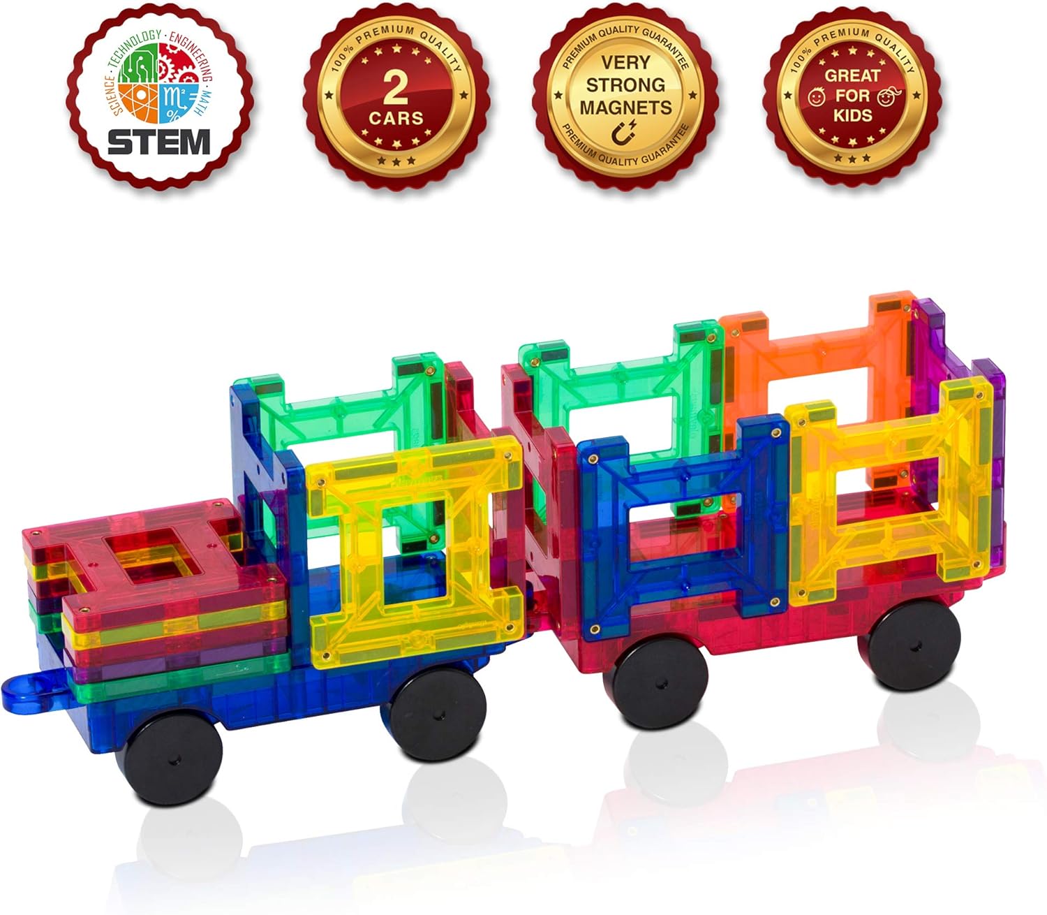 Playmags 3D Magnetic Blocks - 2-Piece Magnetic Car Set for Kids 6