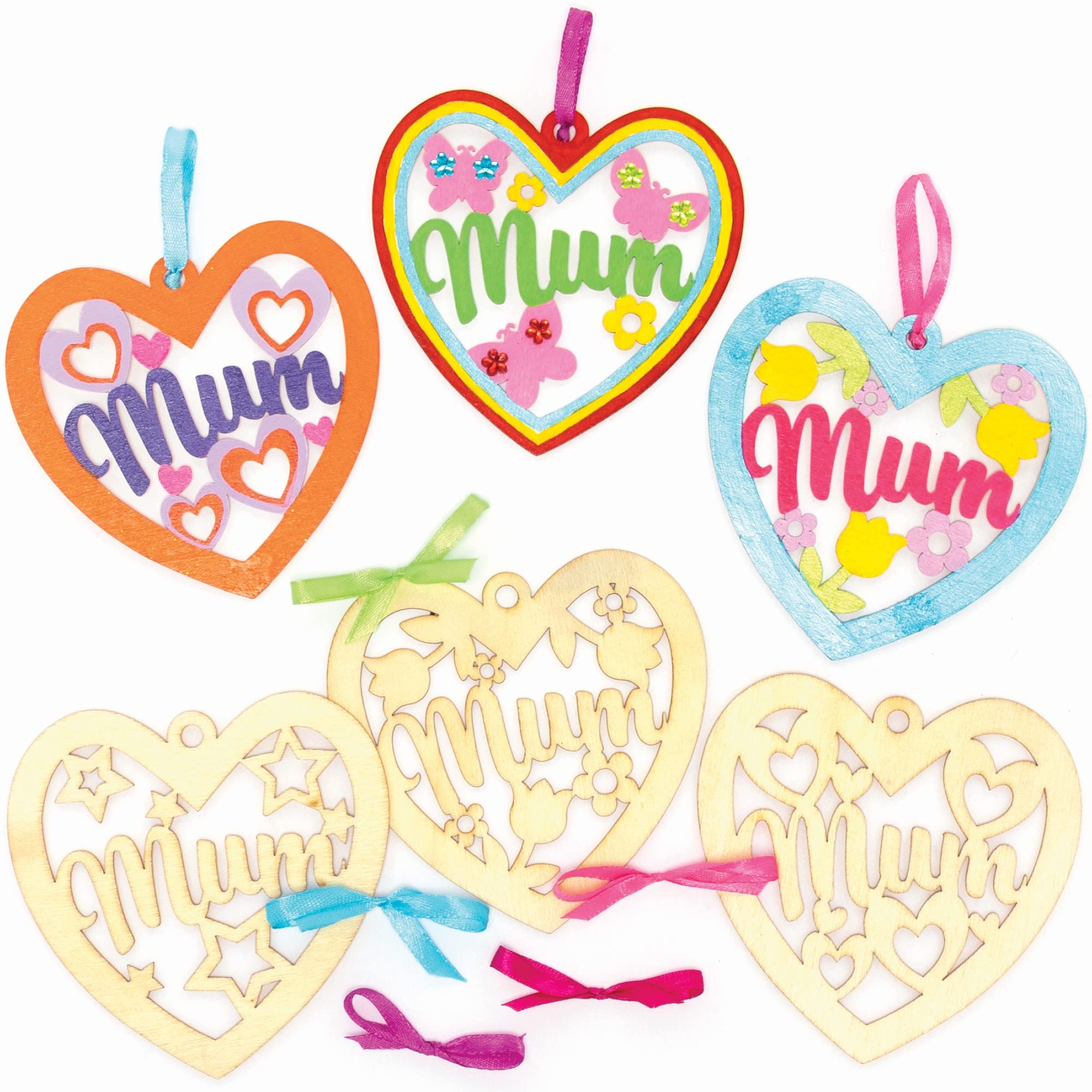 Baker Ross Wooden Decorations for Mother's Day Crafts - Pack of 10 | 14.8cm x 21cm Boards