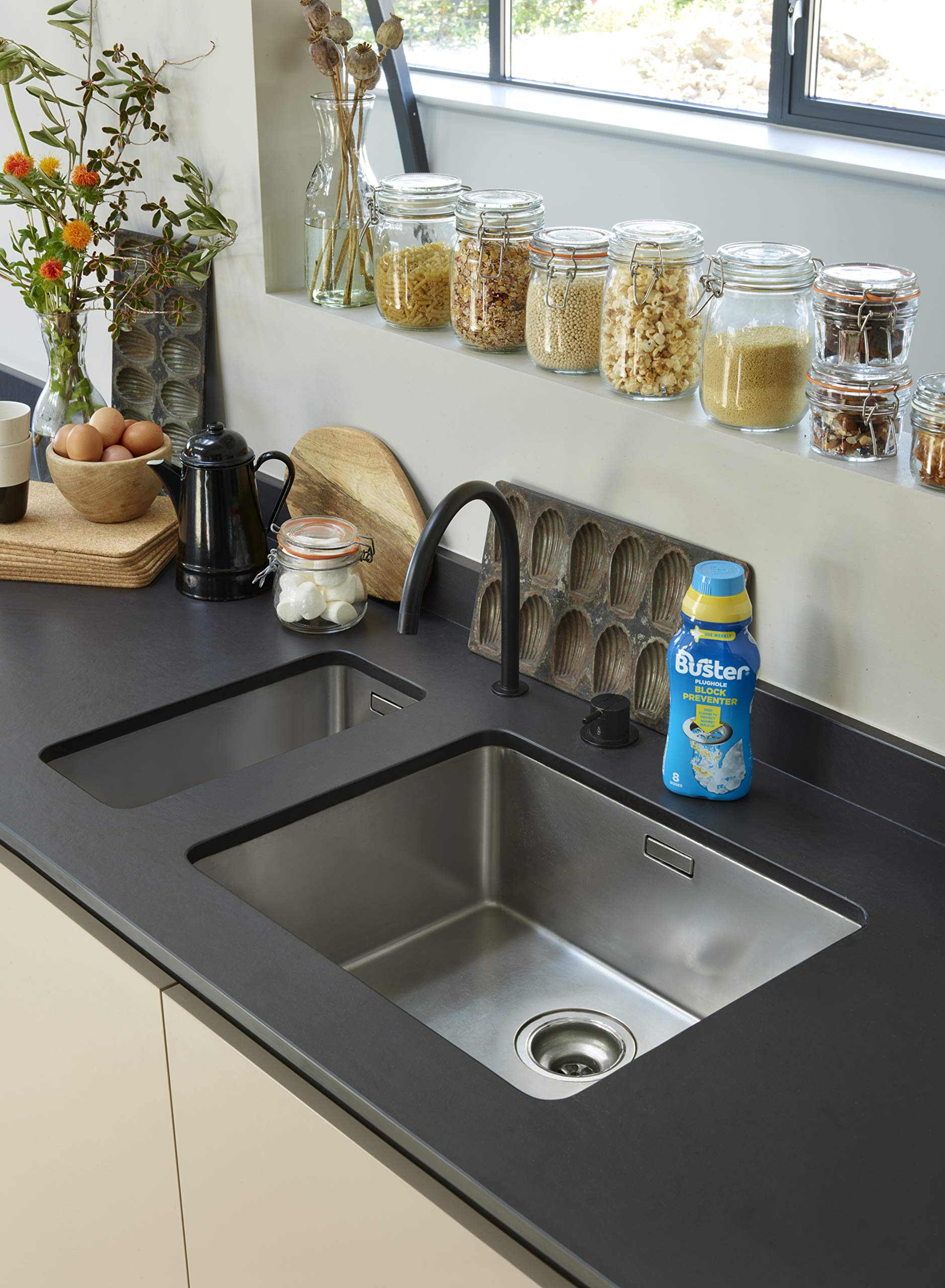 Buster Block Preventer - 500ml Pack of 3 | Deep Clean Drain & Pipe Unblocker for Kitchen & Bathroom 6