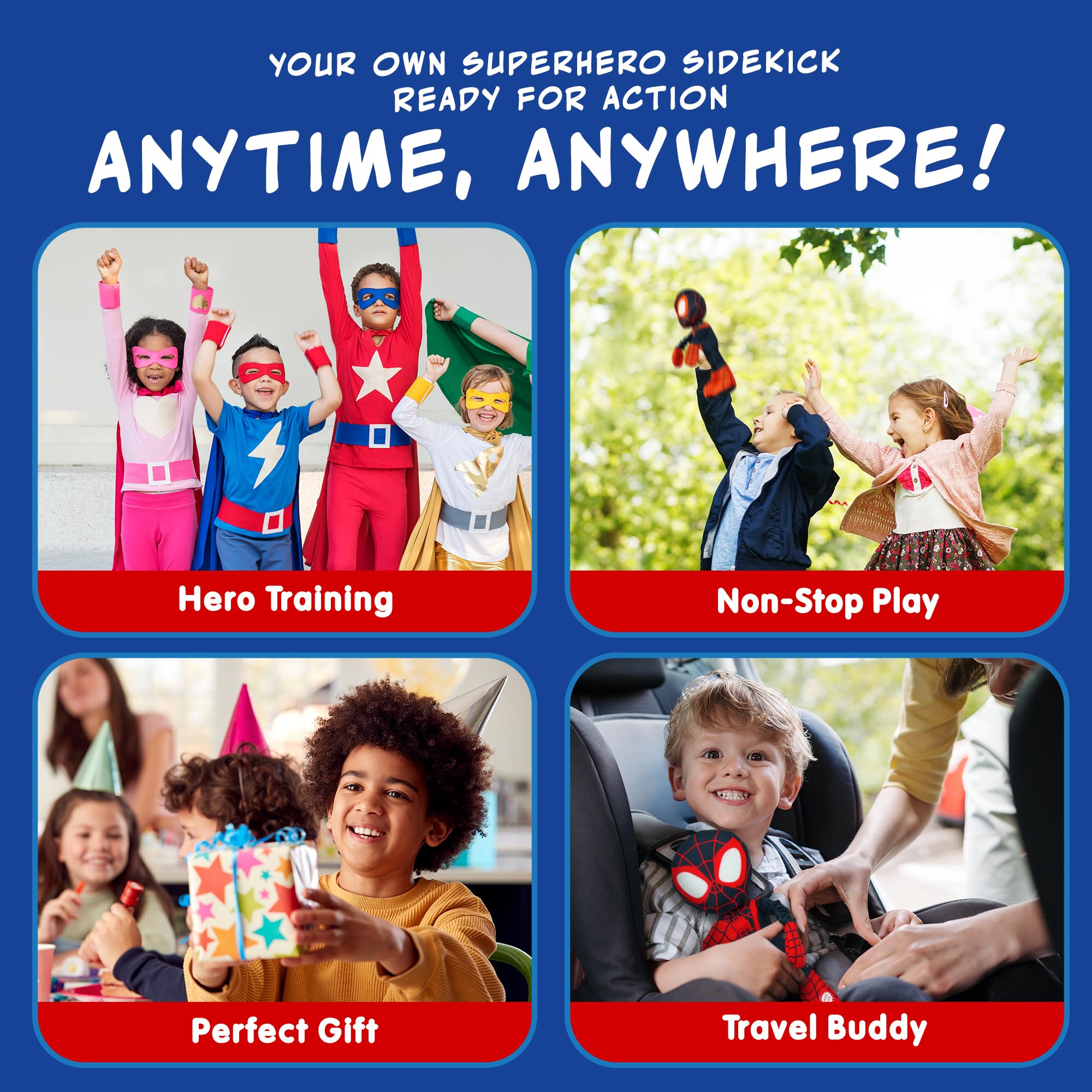 Marvel Spidey and His Amazing Friends Slingshot Plush Spin Toy - Stretchable Web-Slinging Action for Kids 6