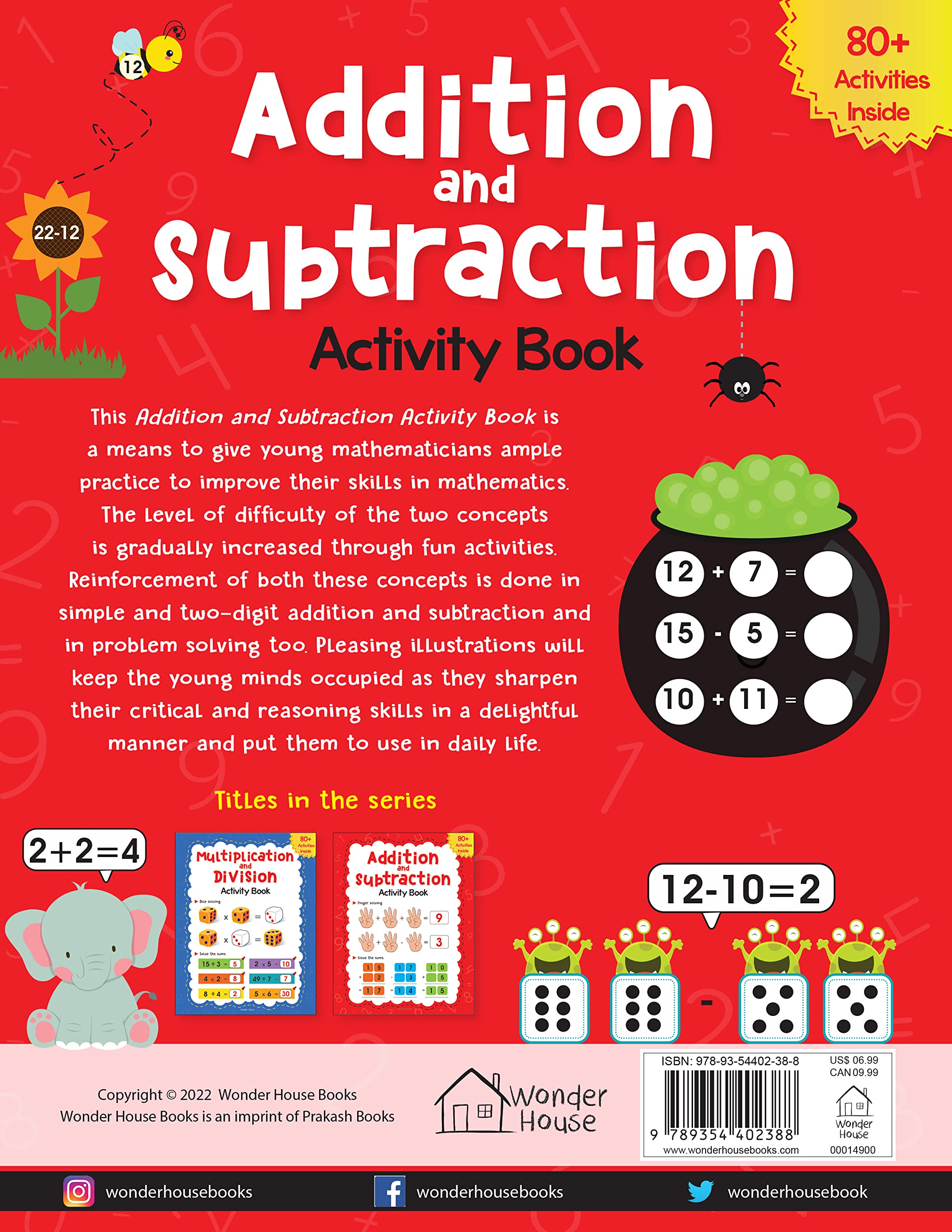 Wonder House Addition and Subtraction Activity Book for Children | 48 Pages | Ages 4-7 8