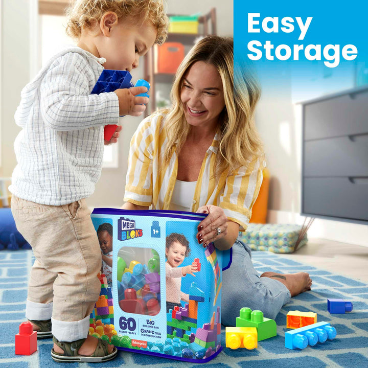 Mega Bloks First Builders Big Building Bag Playset - 60-Piece Building Set for Toddlers 1+