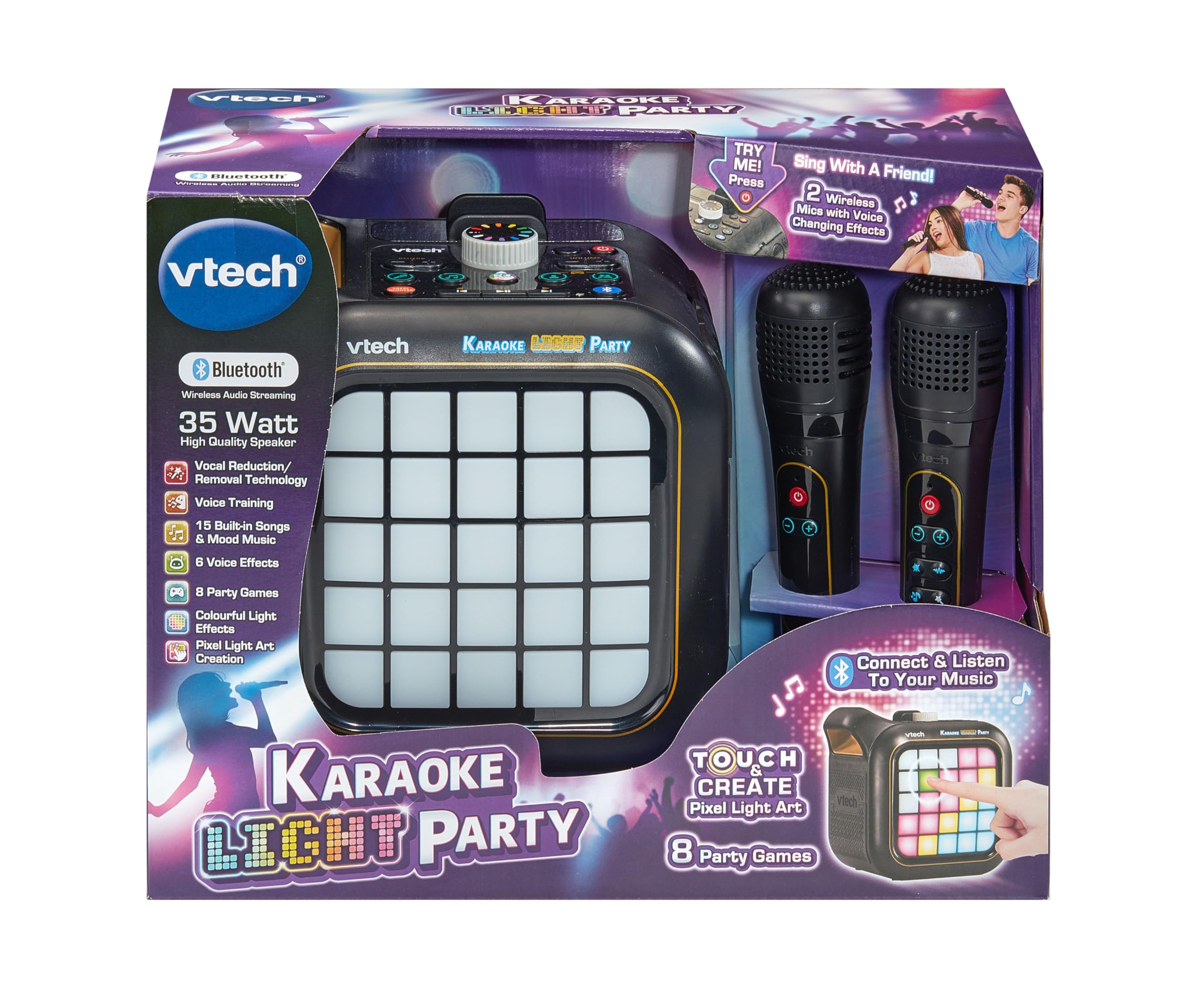 VTech Karaoke Light Party - Portable Bluetooth Karaoke Machine with 2 Wireless Microphones 6