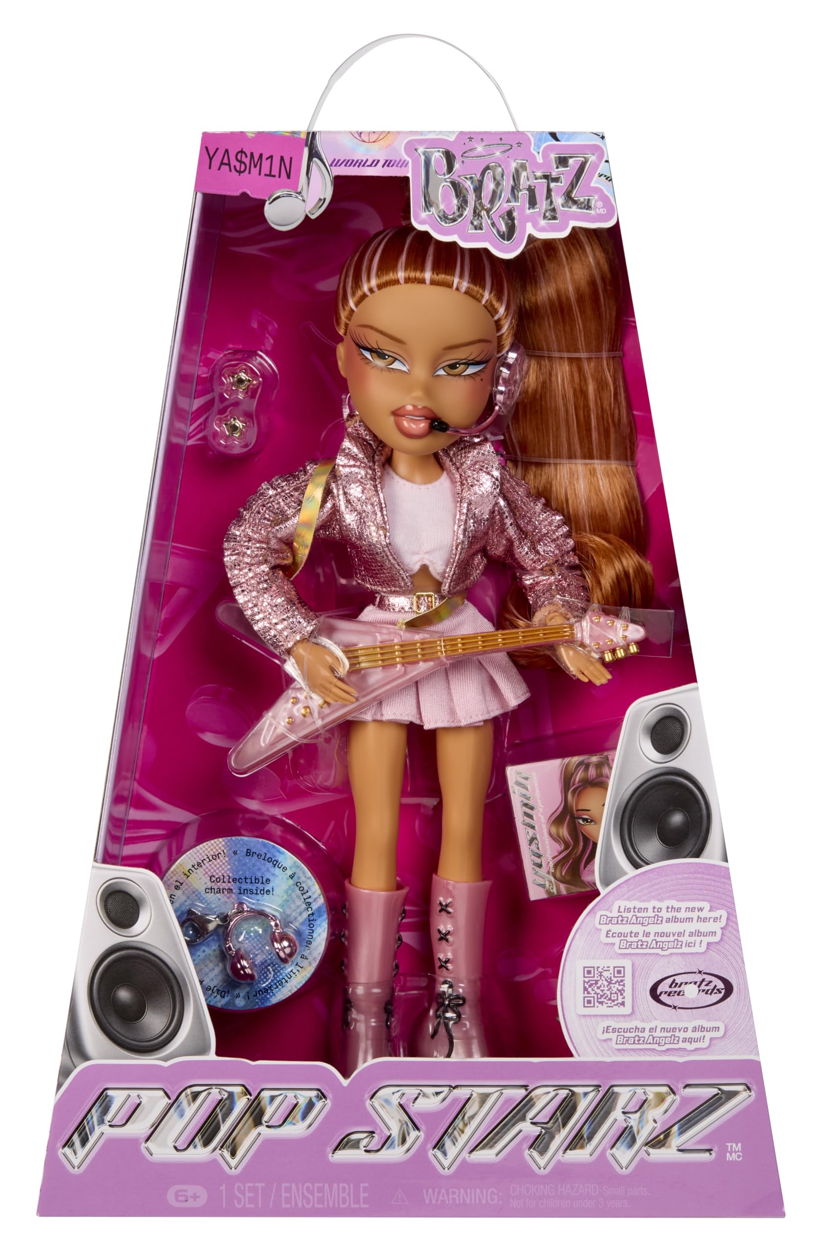 Bratz Pop Starz Yasmin Fashion Doll - 11.5 inches | Collectable Charm | Musical Accessories