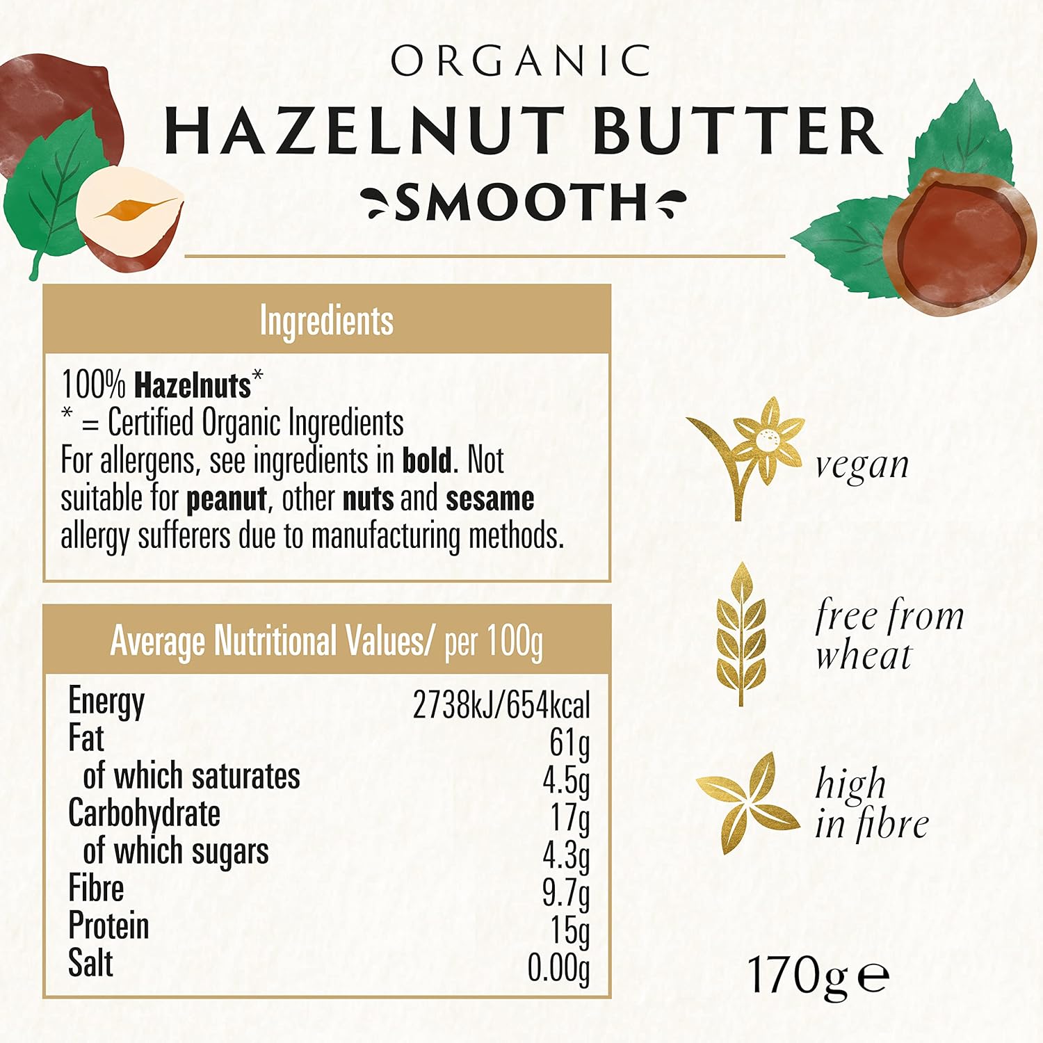 Biona Organic Hazelnut Butter, 170g - Smooth, Palm Oil & Emulsifier Free - 100% Organic 4