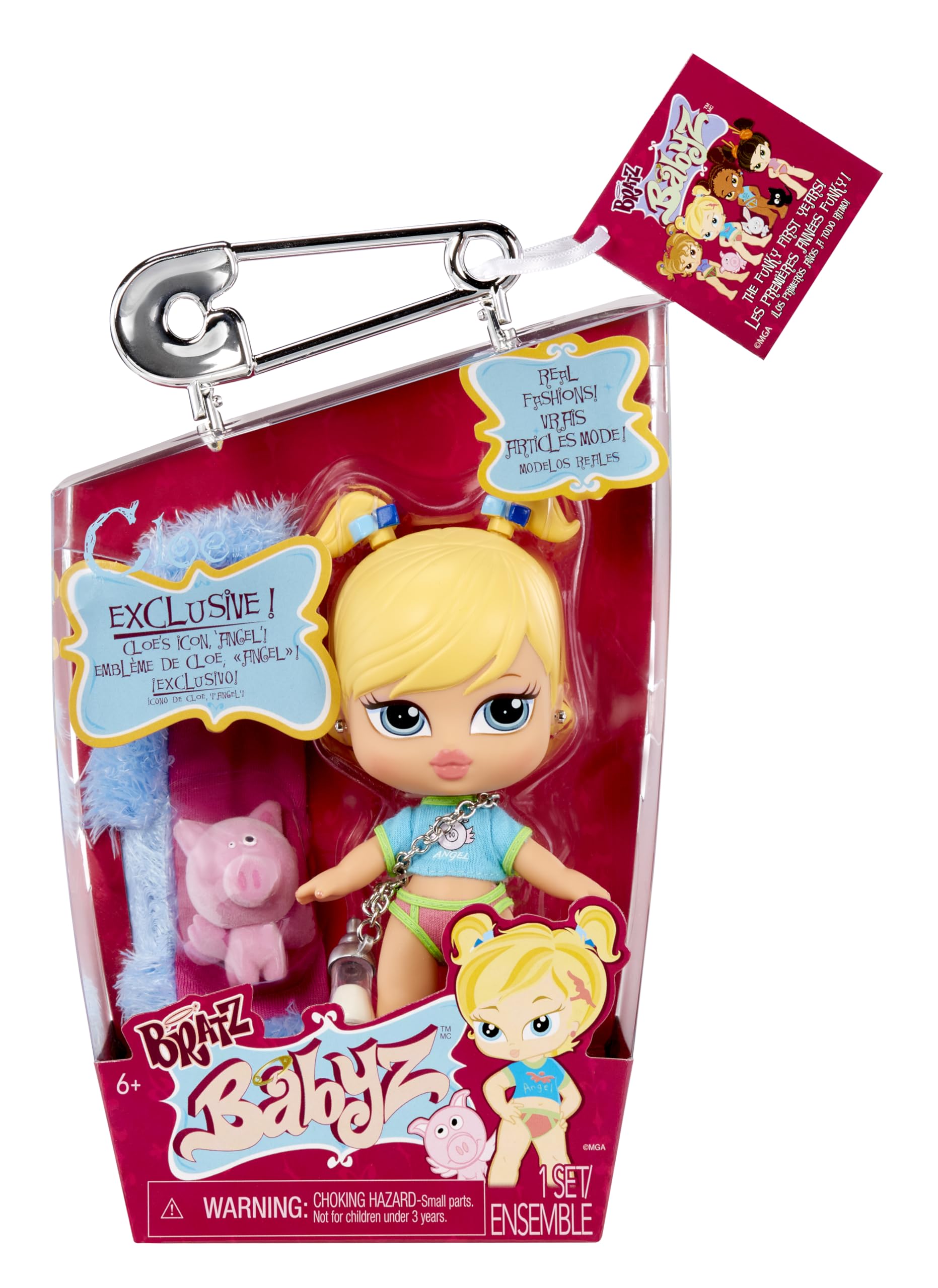 Bratz Babyz Collectible Fashion Doll - Cloe with Real Fashions, Flocked Pet & Baby Bottle Necklace - Ages 3+ 8