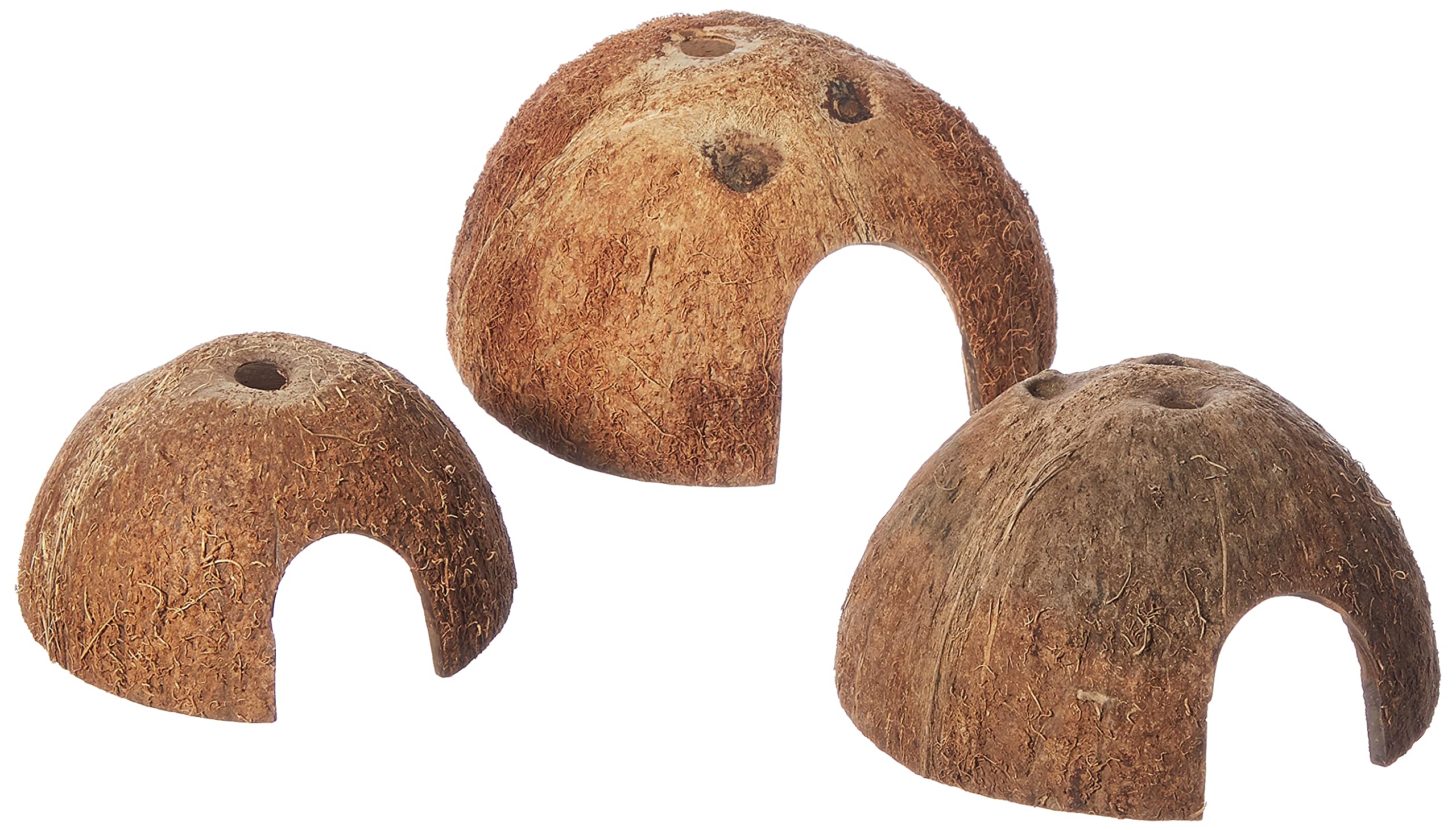TRIXIE Three Coconut Hideaway Home - Natural Reptile & Rodent Shelter | 10 x 12 x 8 cm
