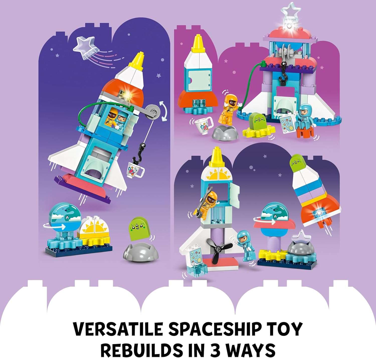 LEGO DUPLO 3in1 Space Shuttle Adventure - Rebuildable Rocket Toy for Ages 3+ 5