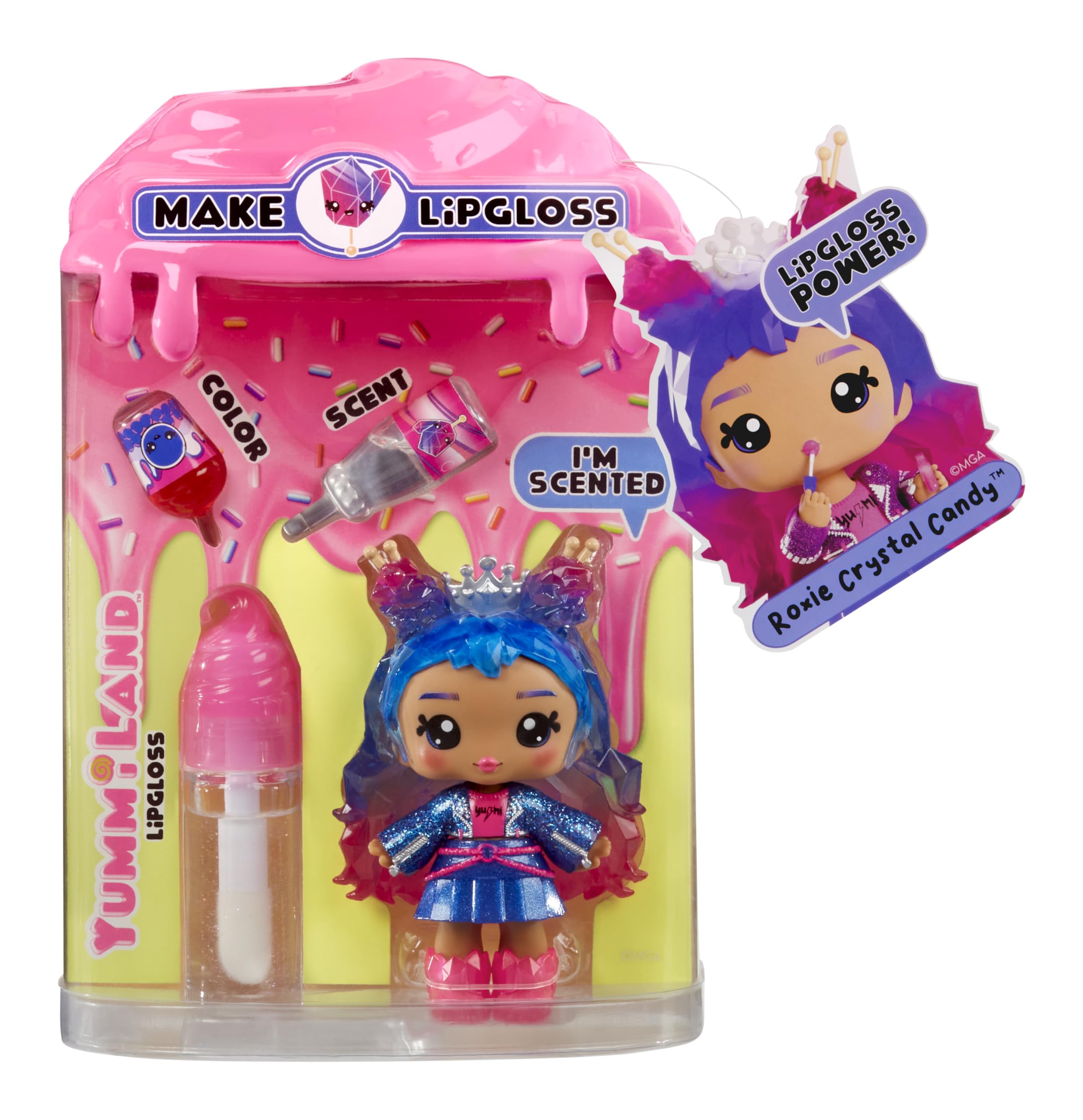 Yummiland Lip Gloss Doll - Roxie Crystal Candy - DIY Scented Lip Gloss Playset for Ages 3+ 1