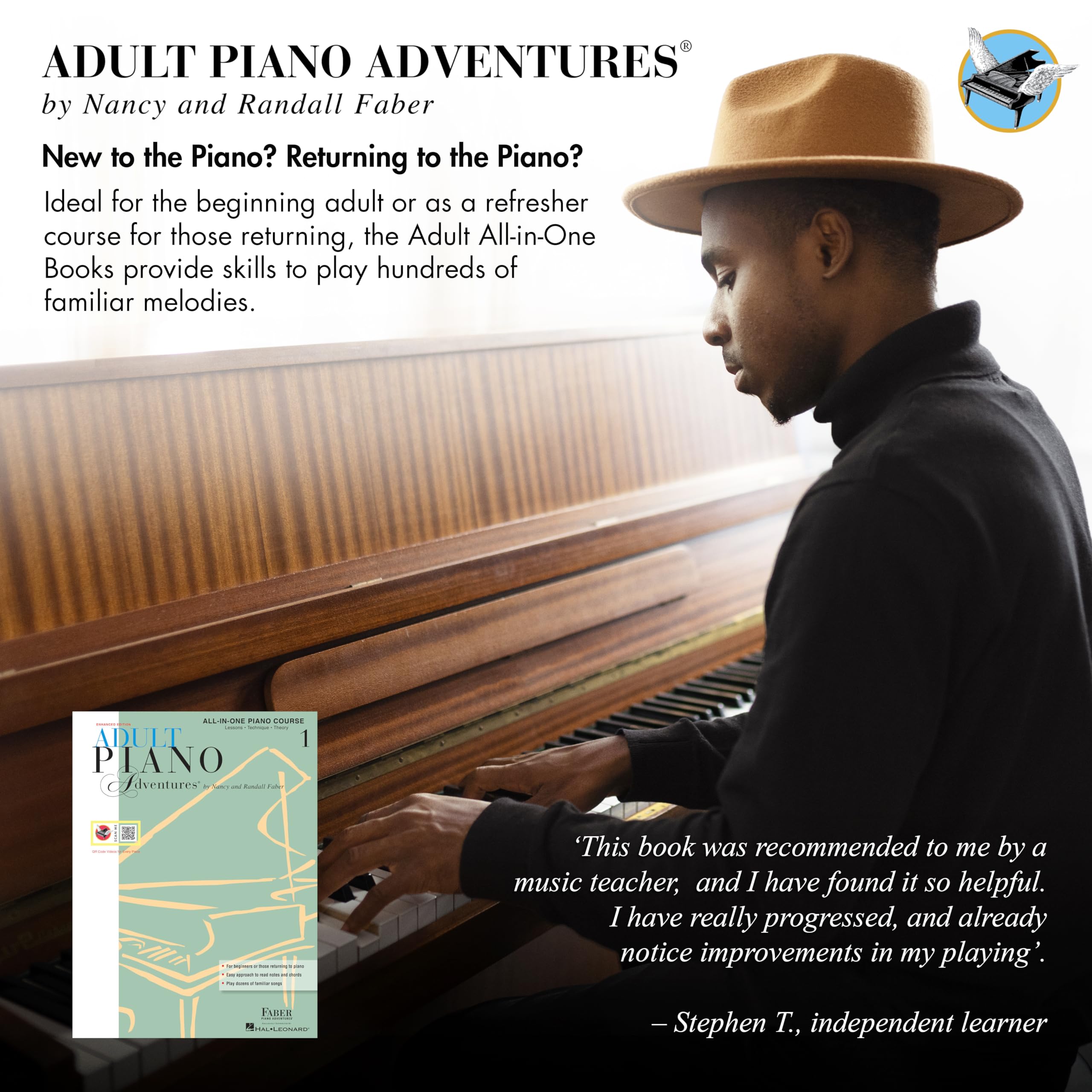 Faber Piano Adventures Adult Piano Adventures - All-in-One Piano Course Book 1 | Spiral Bound | Includes Online Media