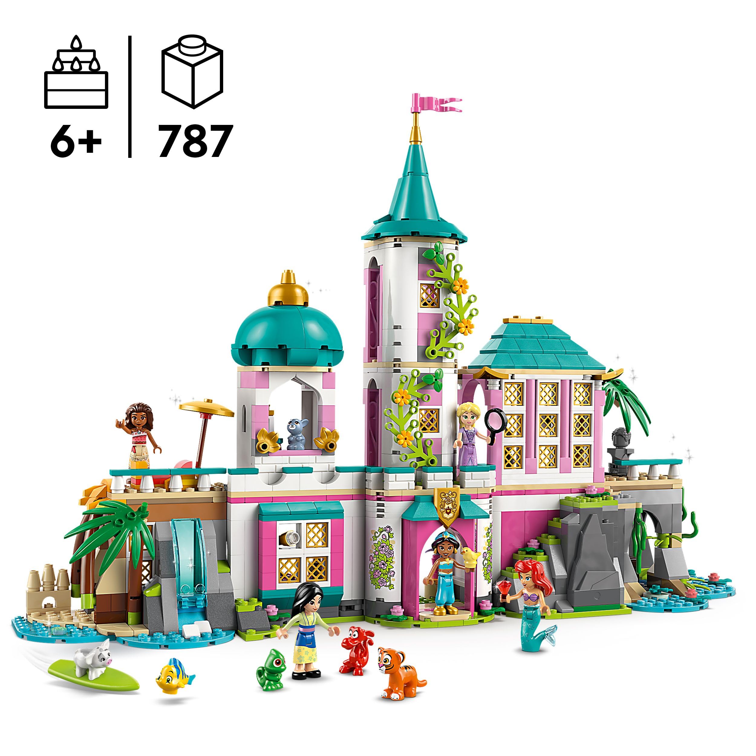 LEGO Disney Princess Castle & Royal Pets Building Set | 5 Minidolls | Ages 6+ | Model 43267