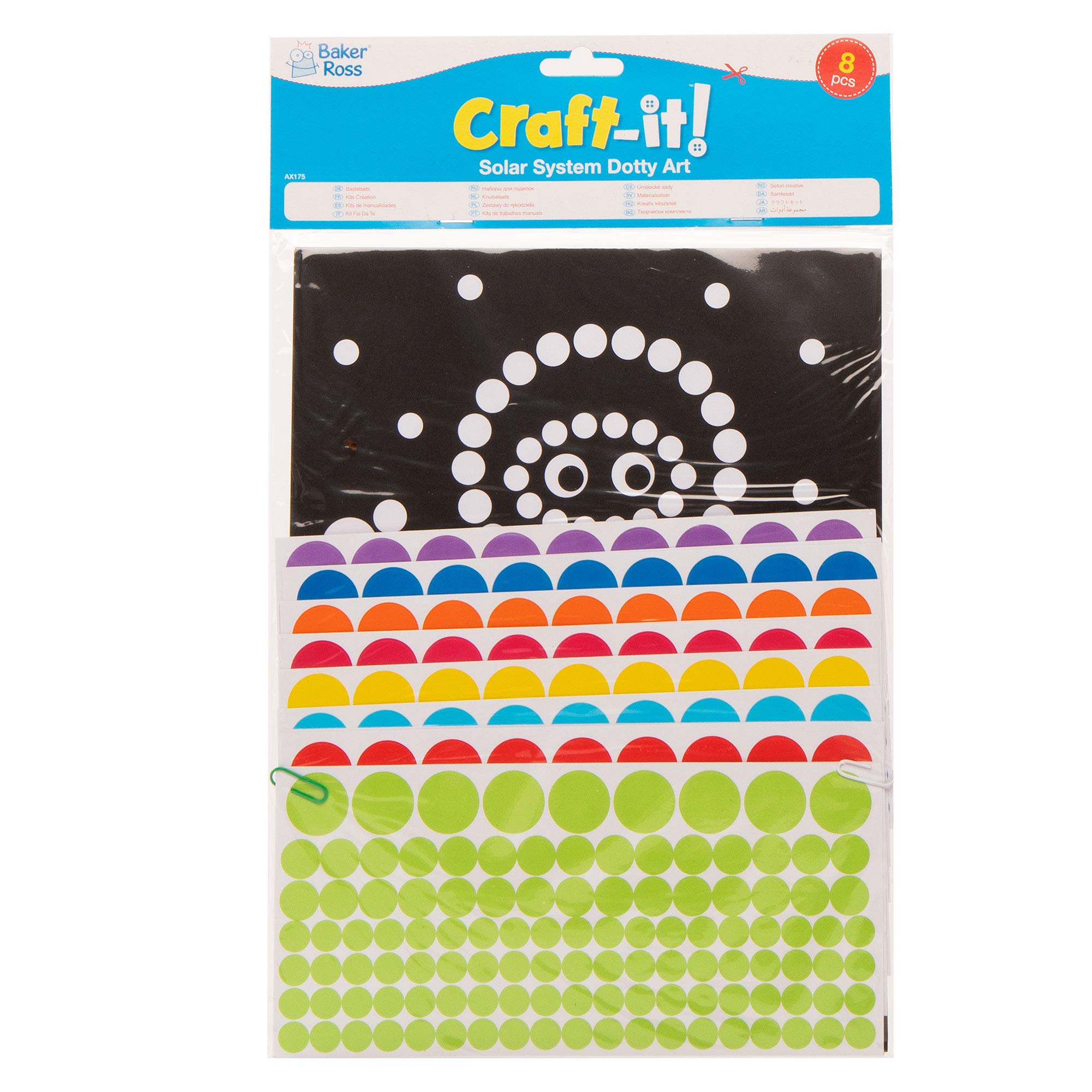 Baker Ross Solar System Sticker Art for Kids - Pack of 8 Dotty Picture Kits | 21cm x 28cm Sheets 5