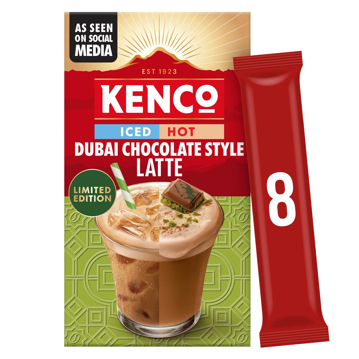 Kenco Dubai Chocolate Style Latte Instant Coffee - Hot or Iced, 40 Count (Pack of 2)