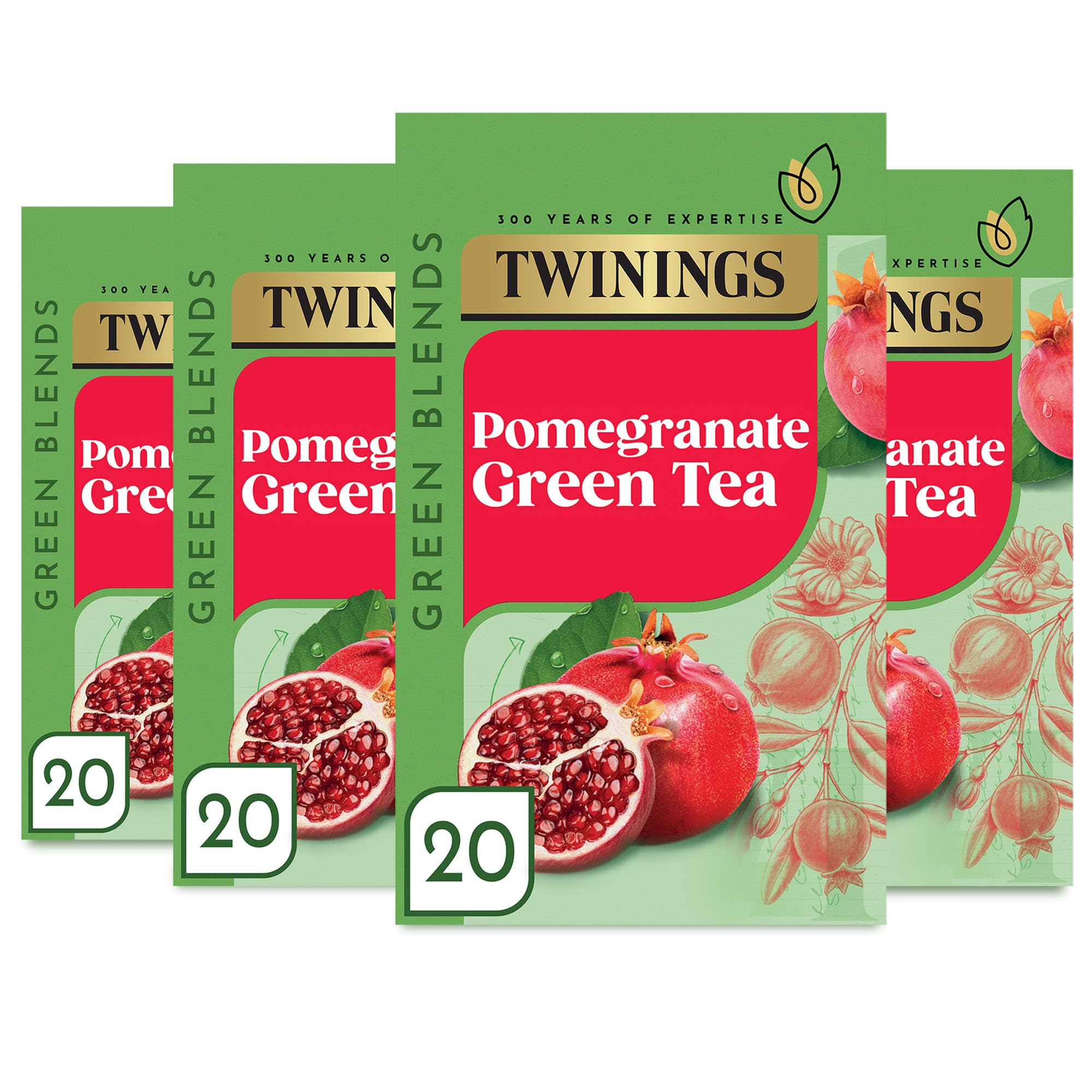 Twinings Green Tea & Pomegranate Tea Bags - 80 Count Multipack (4 x 20 Bags) 1