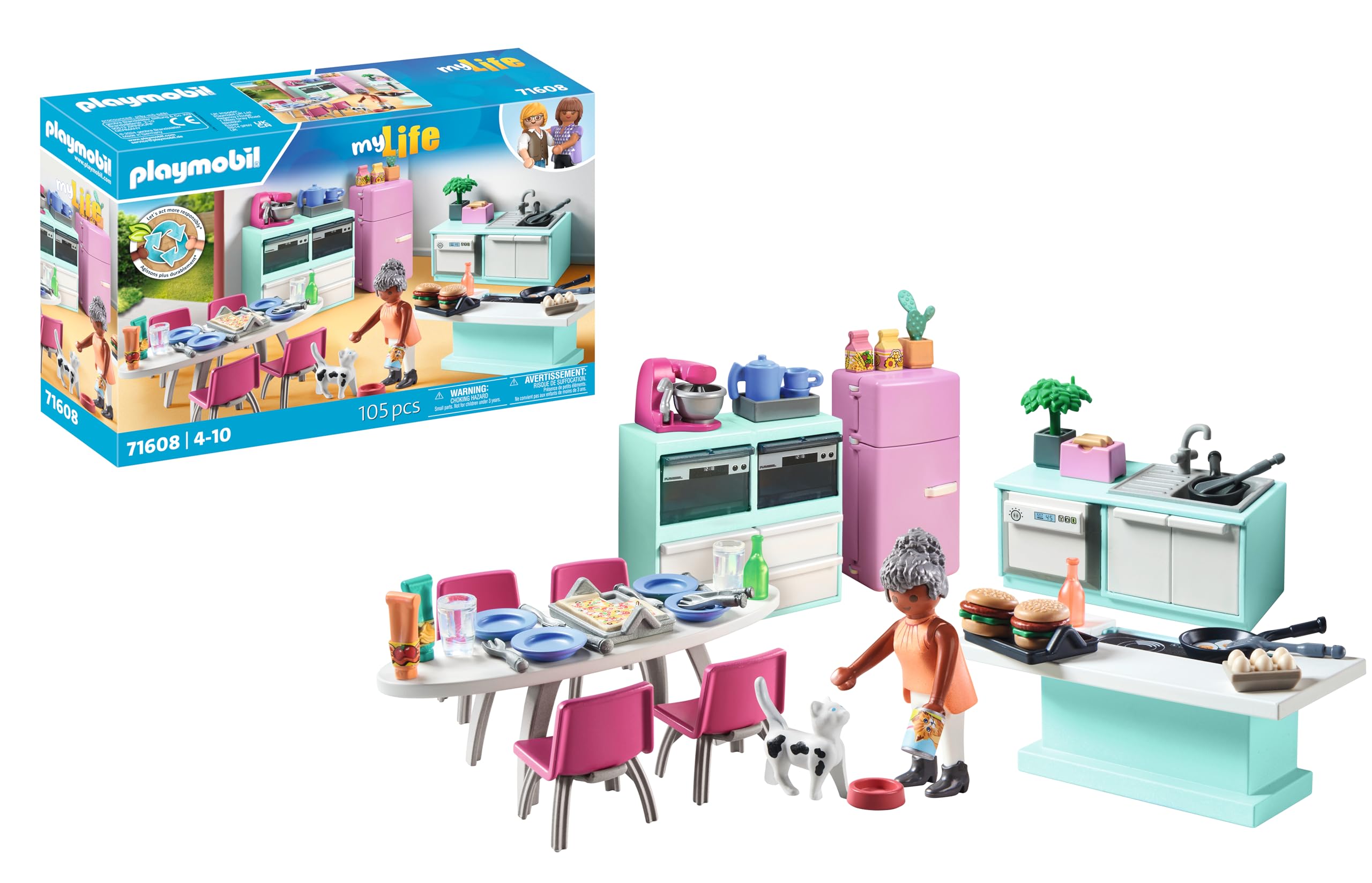 Playmobil myLife Kitchen with Dining Place Playset | 105 Pieces | Ages 4+