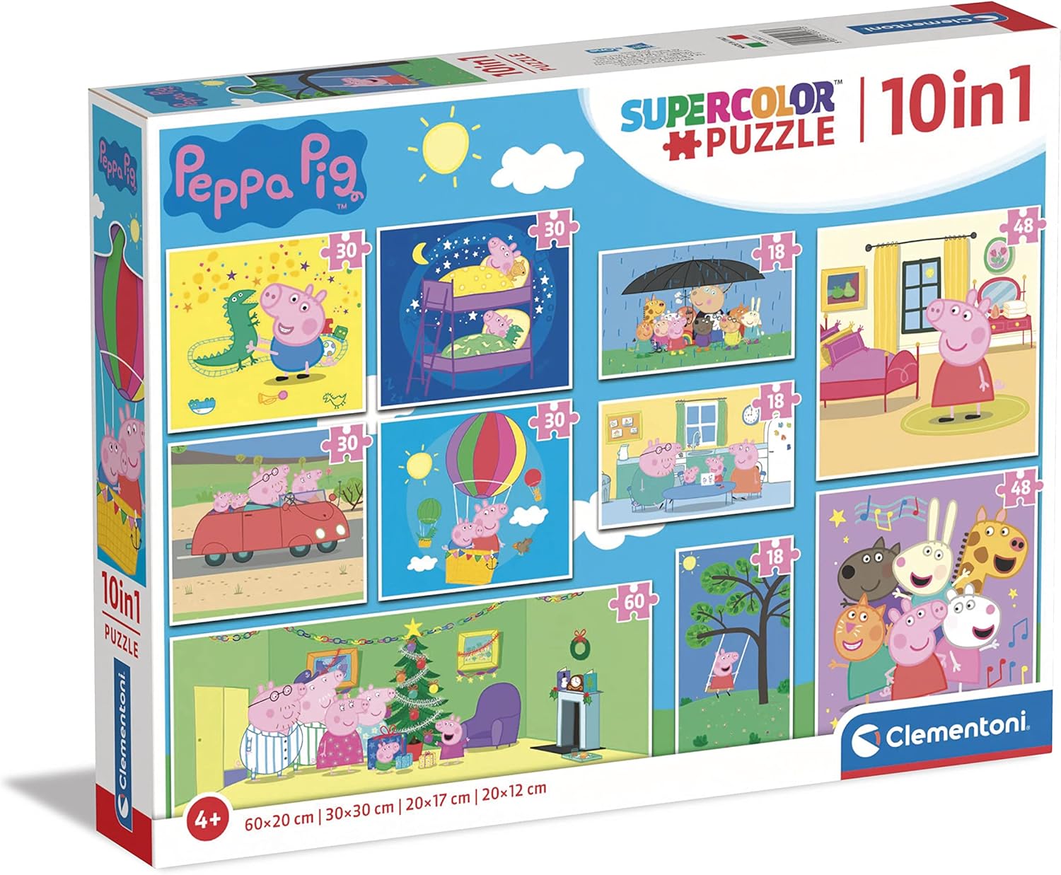 Clementoni Peppa Pig 10-in-1 Supercolor Jigsaw Puzzle Set - 330 Pieces for Ages 4+