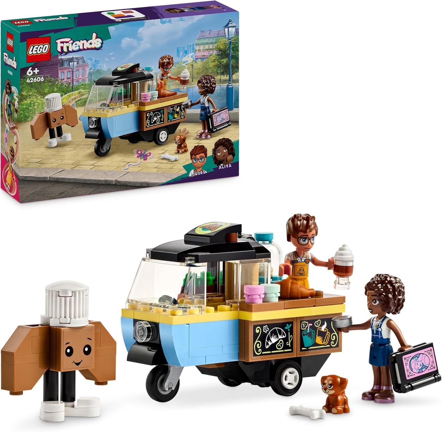 LEGO Friends Mobile Bakery Food Cart - Building Set with 2 Mini-Dolls & Dog Figure for Kids 6+ 1