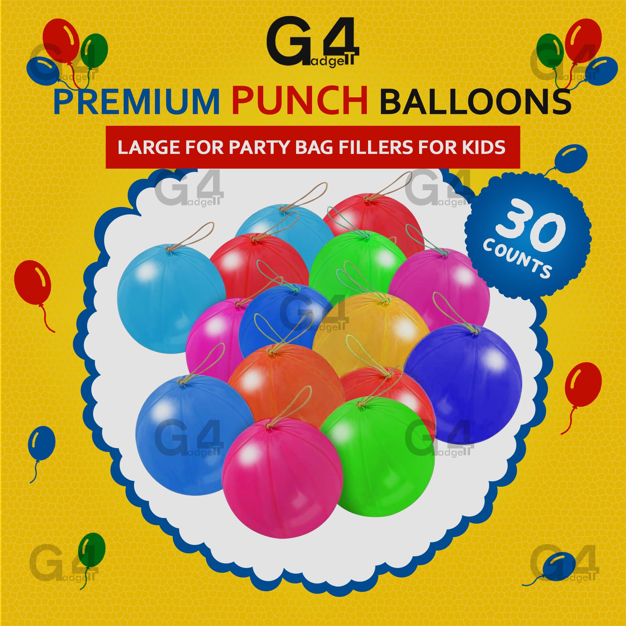 G4GADGET 30x Punch Balloons for Kids – 12 Inch Party Bag Fillers | Assorted Bright Colours | Premium Latex 2