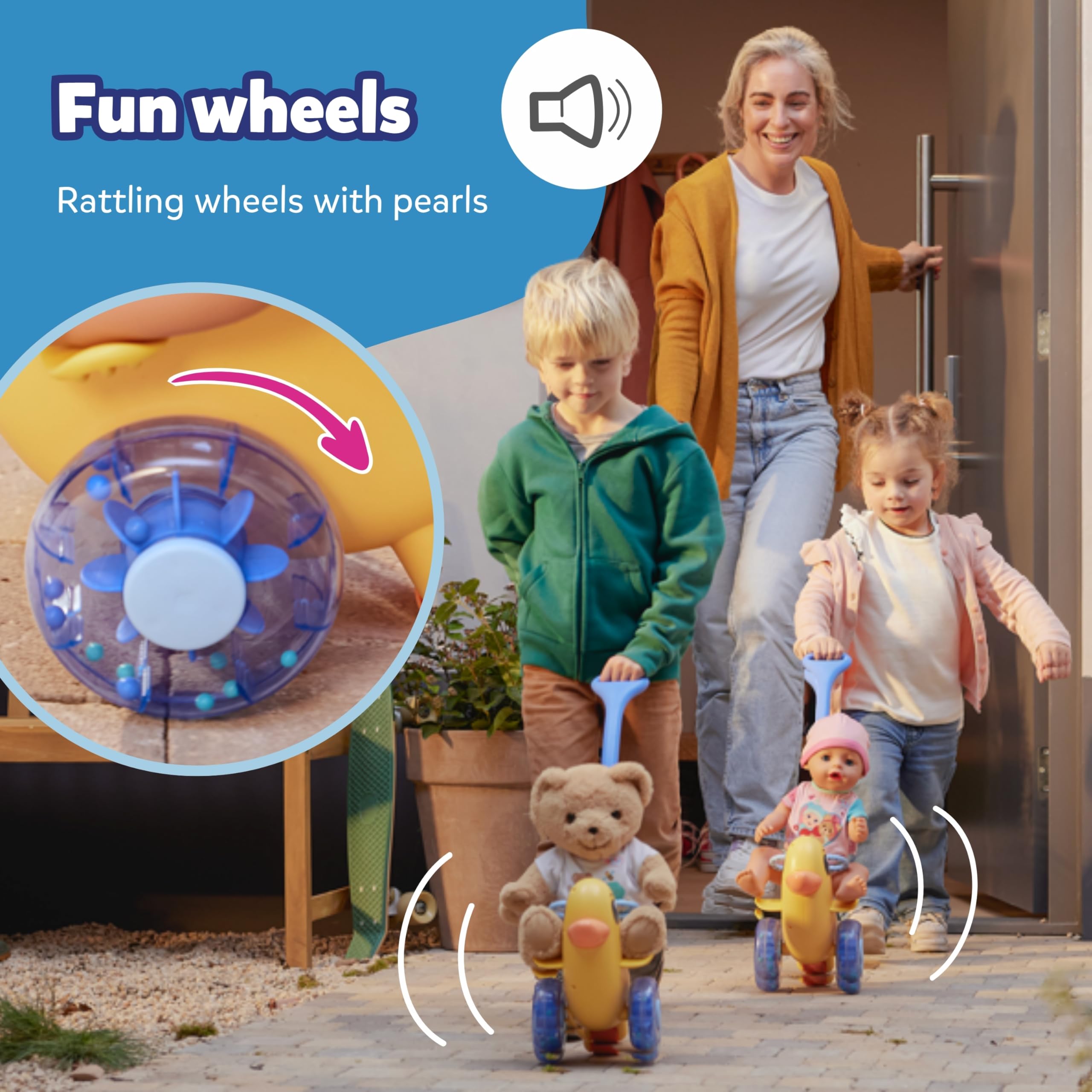 BABY born Push-Along Berta Doll Ride-On Toy | Adjustable Handlebar | Rattling Wheels | For 36cm & 43cm Dolls 3