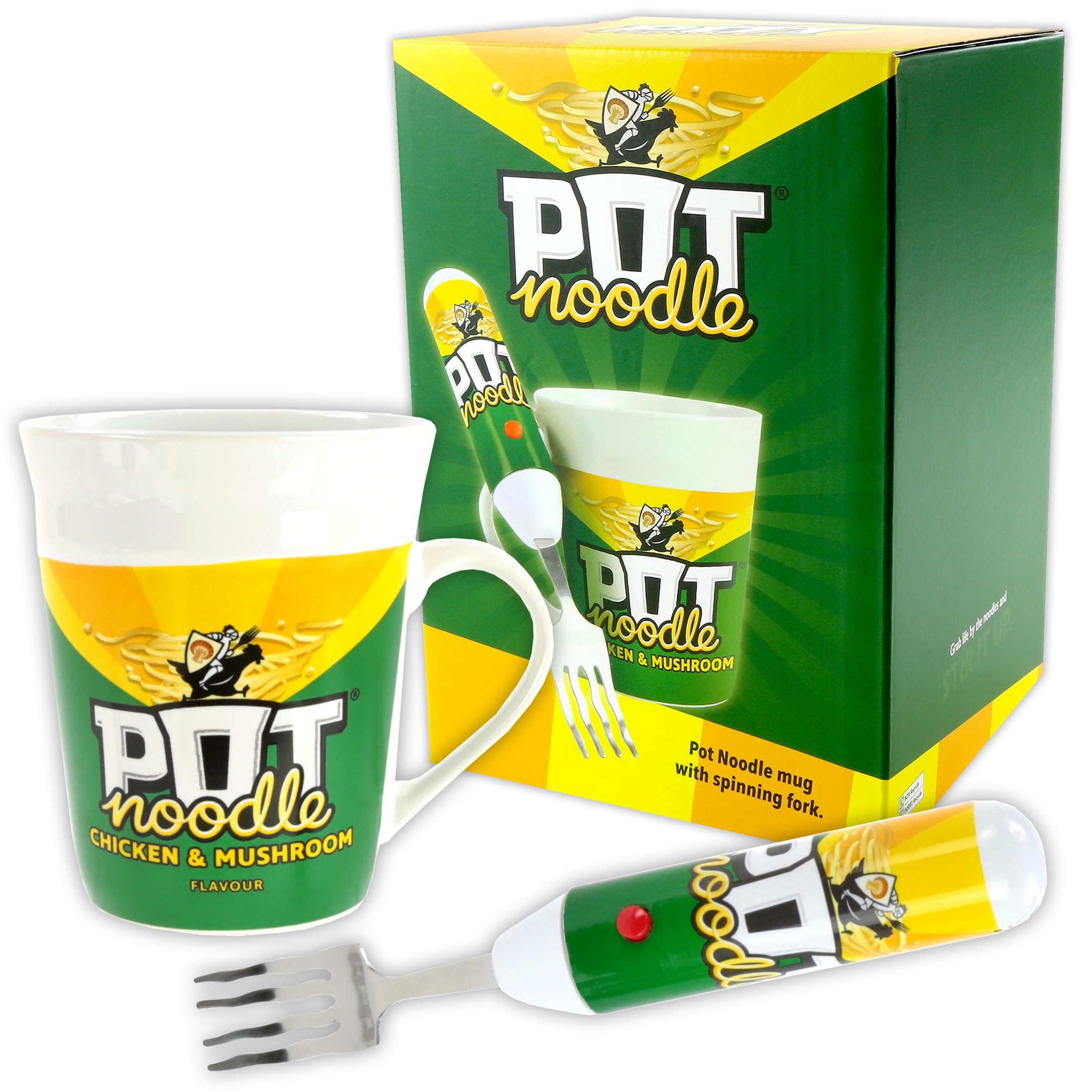 Kimm & Miller Pot Noodle Spinning Fork & Mug Gift Set - Chicken & Mushroom Design 1