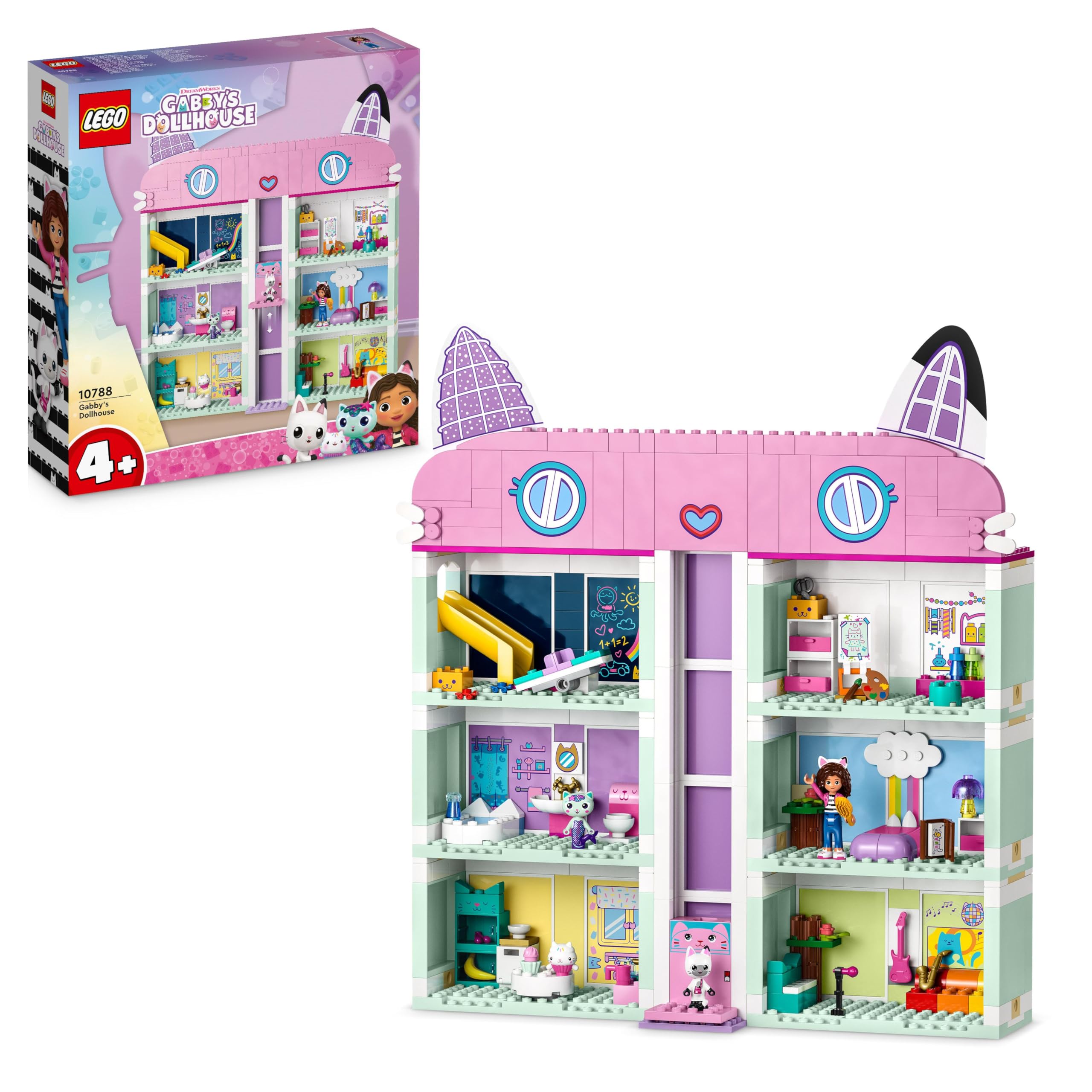 LEGO Gabby's Dollhouse 10788 - 4-Floor Dollhouse with 4 Figures | Ages 4+