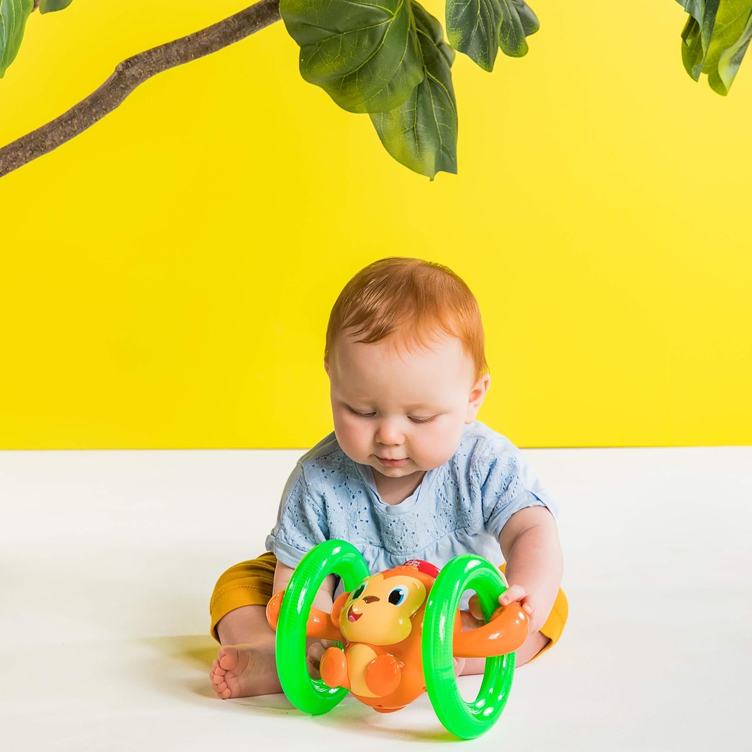Bright Starts Roll and Glow Monkey - Light-Up Rolling Toy with Music for Babies 6M+ 6