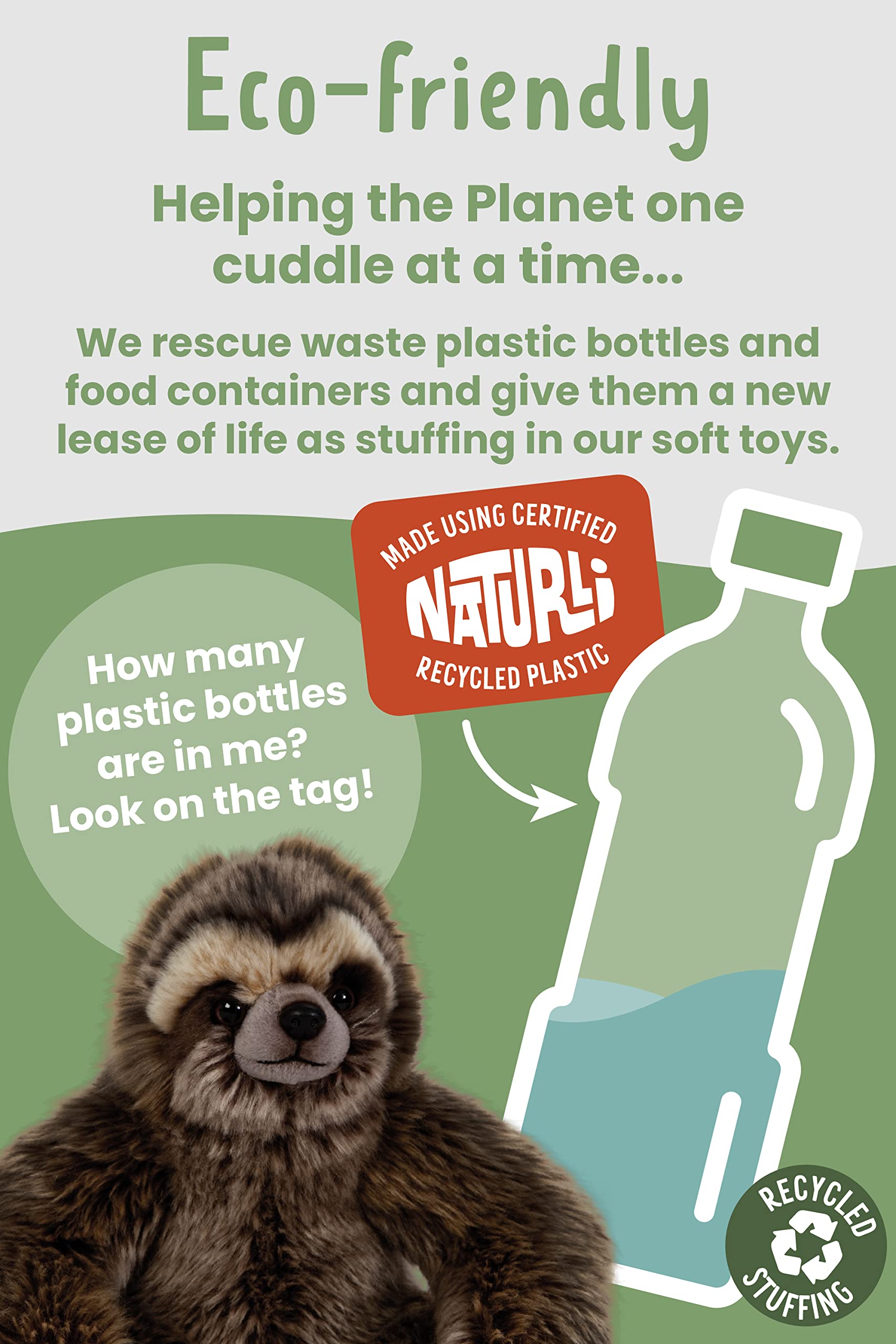 Living Nature Sloth - Realistic Soft Cuddly Plush Toy with Velcro Hands & Feet 5