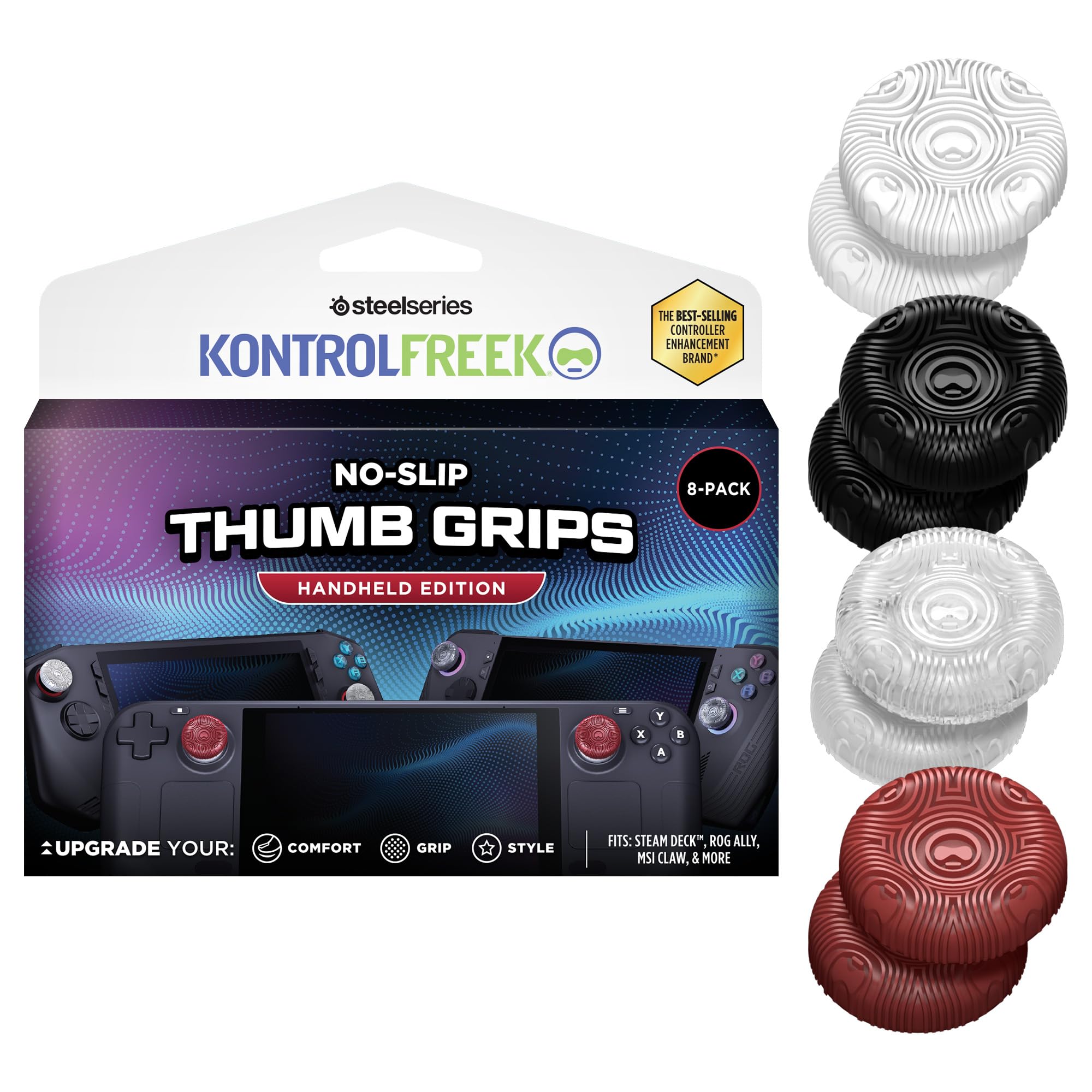 KontrolFreek Portable Thumb Grips - Universal Edition for Handheld Gaming | White, Clear, Red, Black