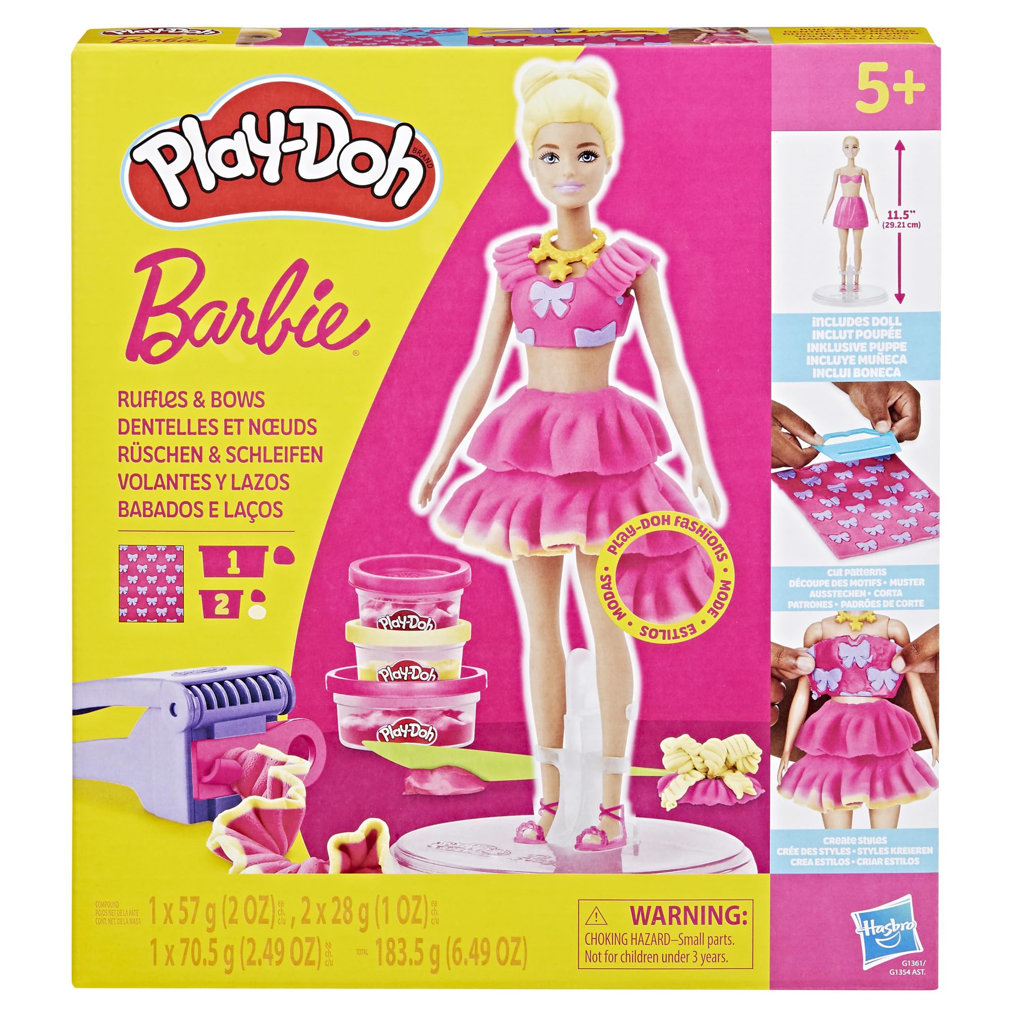 Play-Doh Barbie Ruffles and Bows Doll Set - Fashion Design Kit for Ages 5+ 1