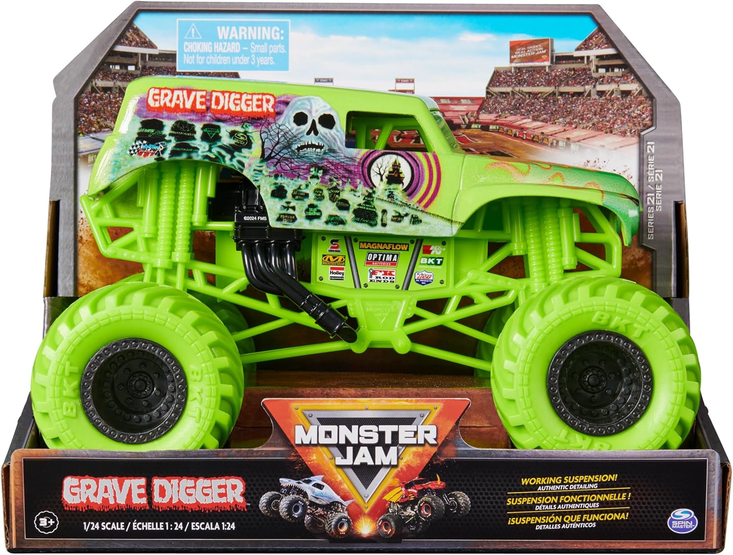 Monster Jam Grave Digger Monster Truck - 1:24 Scale Die-Cast Vehicle for Kids 1