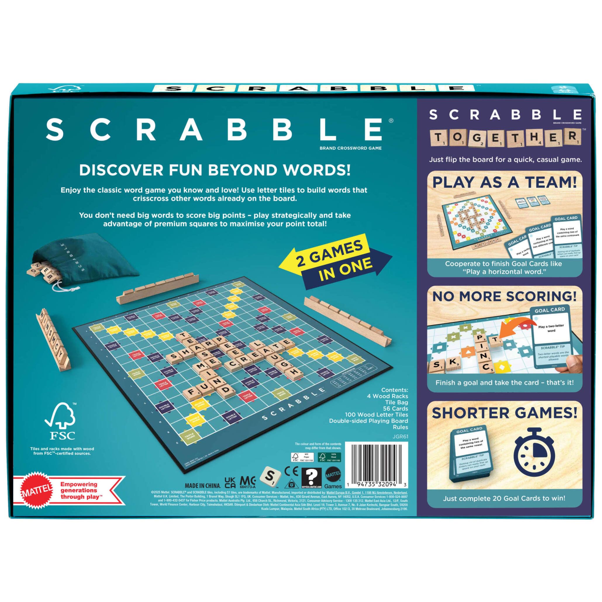 Mattel Games Scrabble Board Game Classic Family Word Fun with Wooden Tiles 12