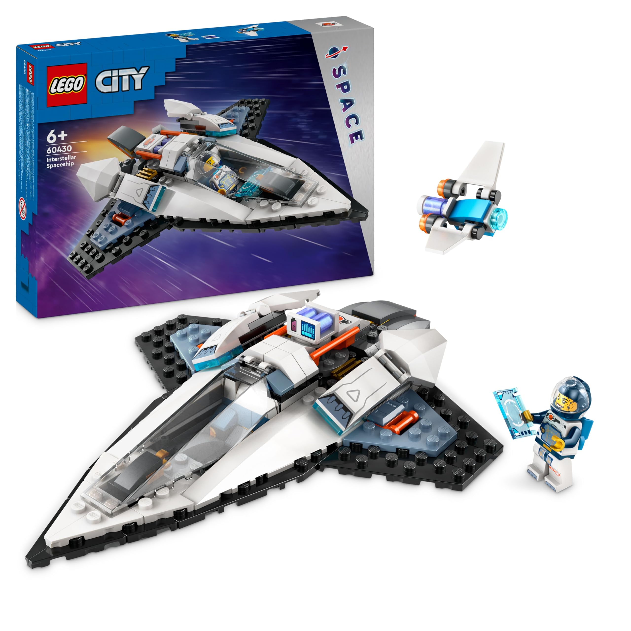LEGO City Interstellar Spaceship Toy Set 60430 for Ages 6+ | Astronaut Minifigure & Drone Bot