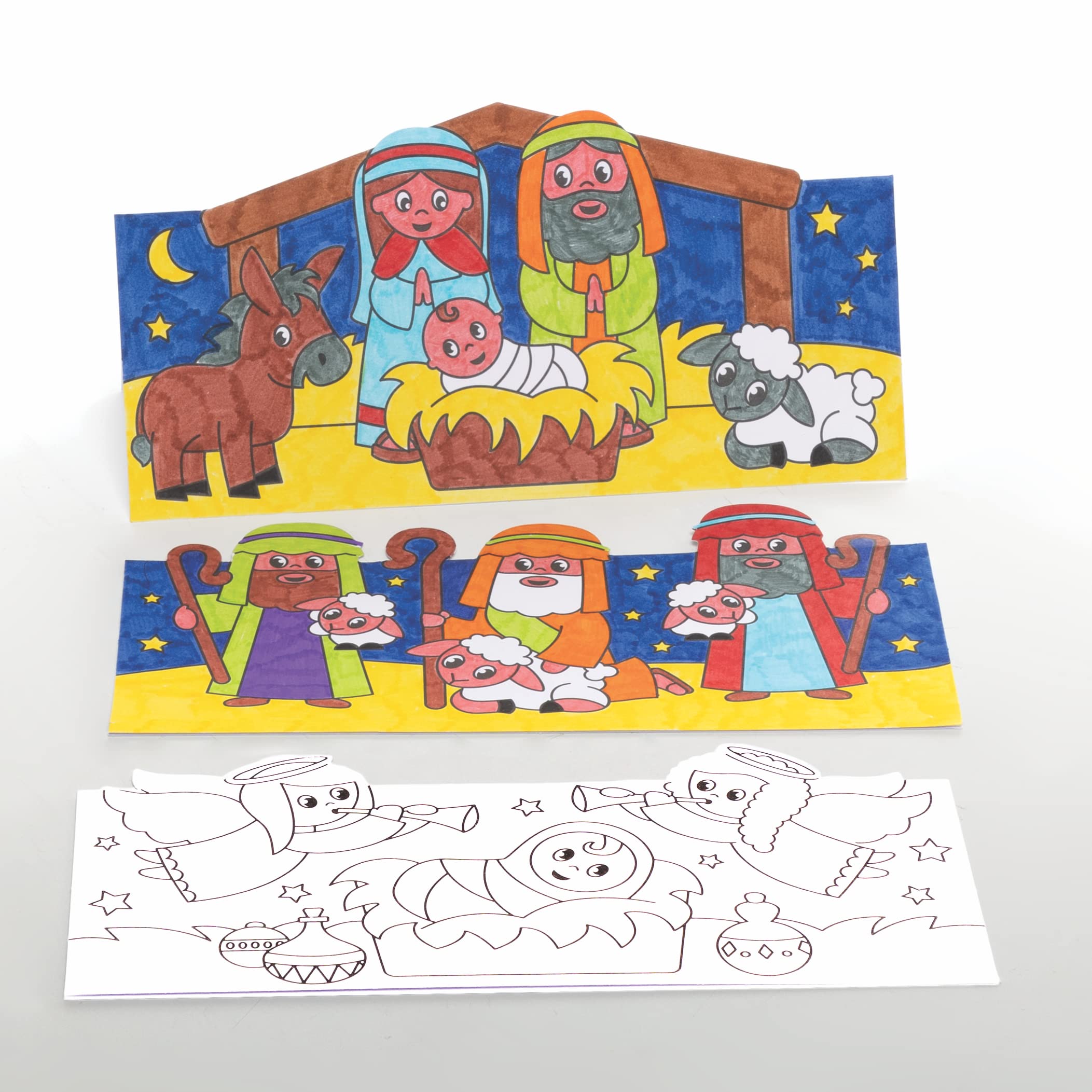 Baker Ross FC270 Nativity Colour In Pop Up Cards - Pack of 10 Christmas Craft Kit