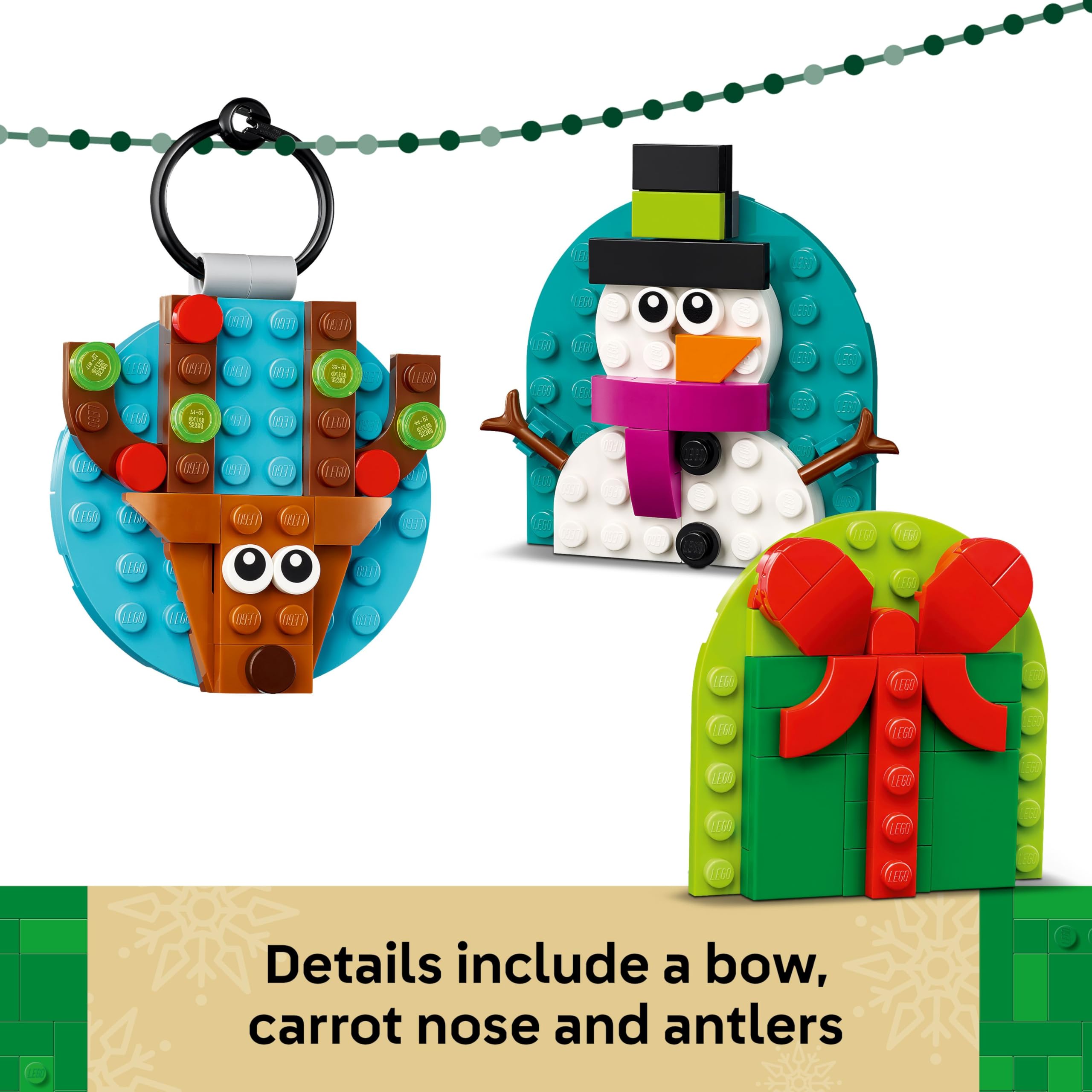 LEGO Christmas Ornament Selection - Building Toy with 4 Festive Hanging Decorations for Kids 6+ 16