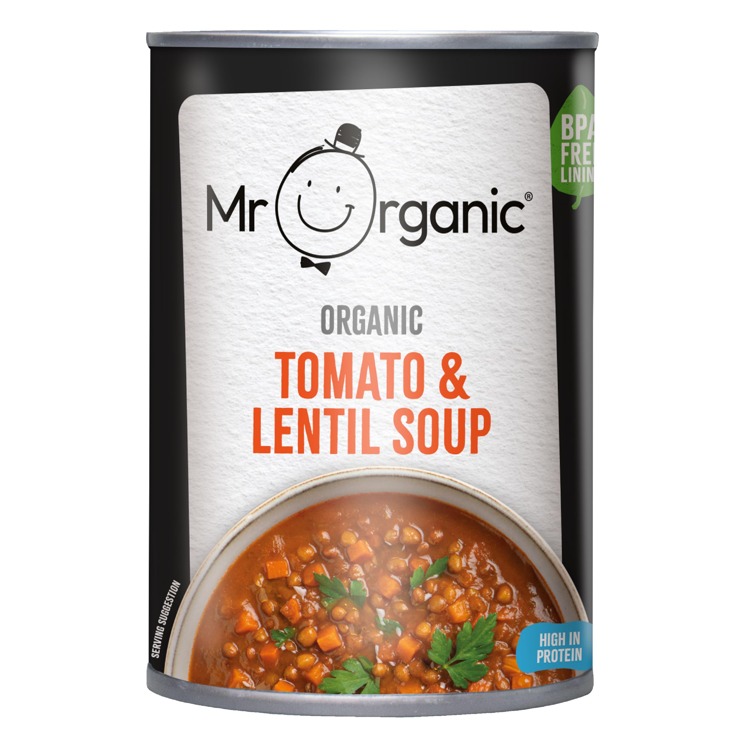 Mr Organic Tomato and Lentil Soup - Organic, High in Protein & Fibre | 400g Tin