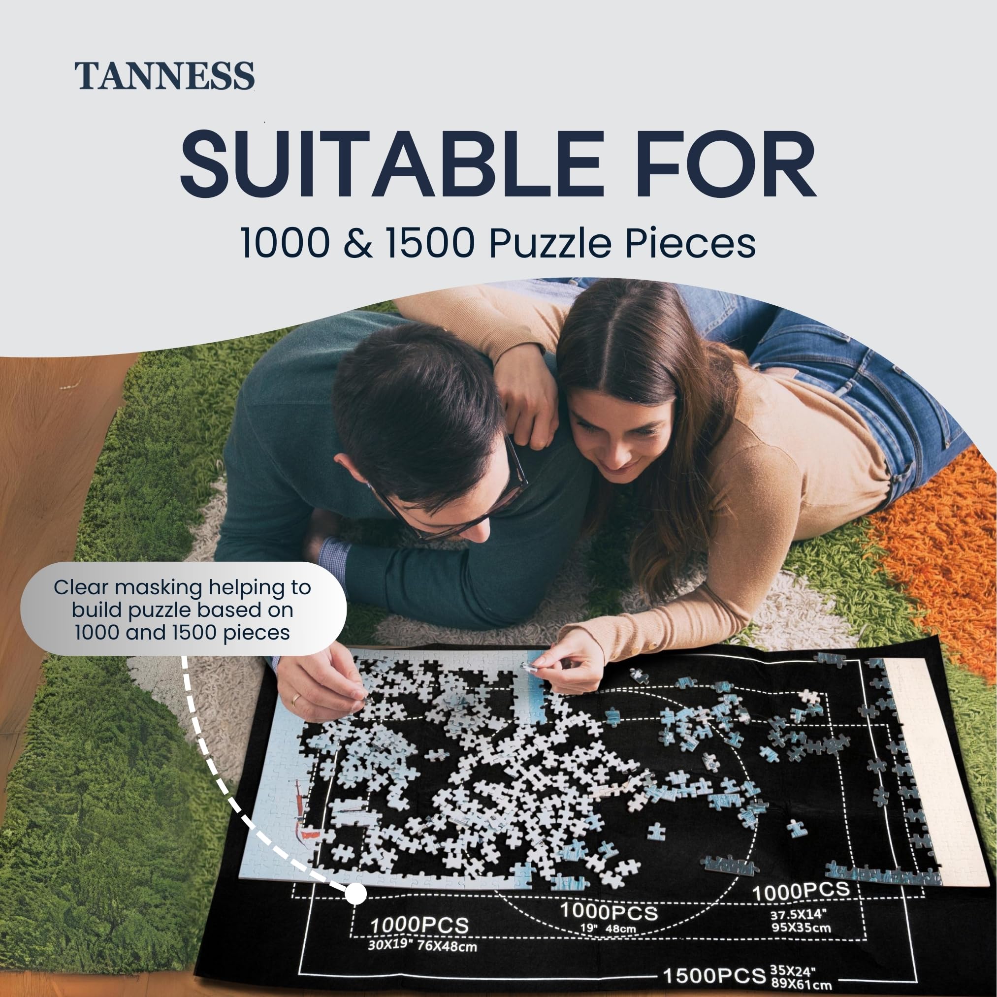 TANNESS Giant Jigsaw Board - Puzzle Roll Mat for 1500 Pieces with Storage Bag 5