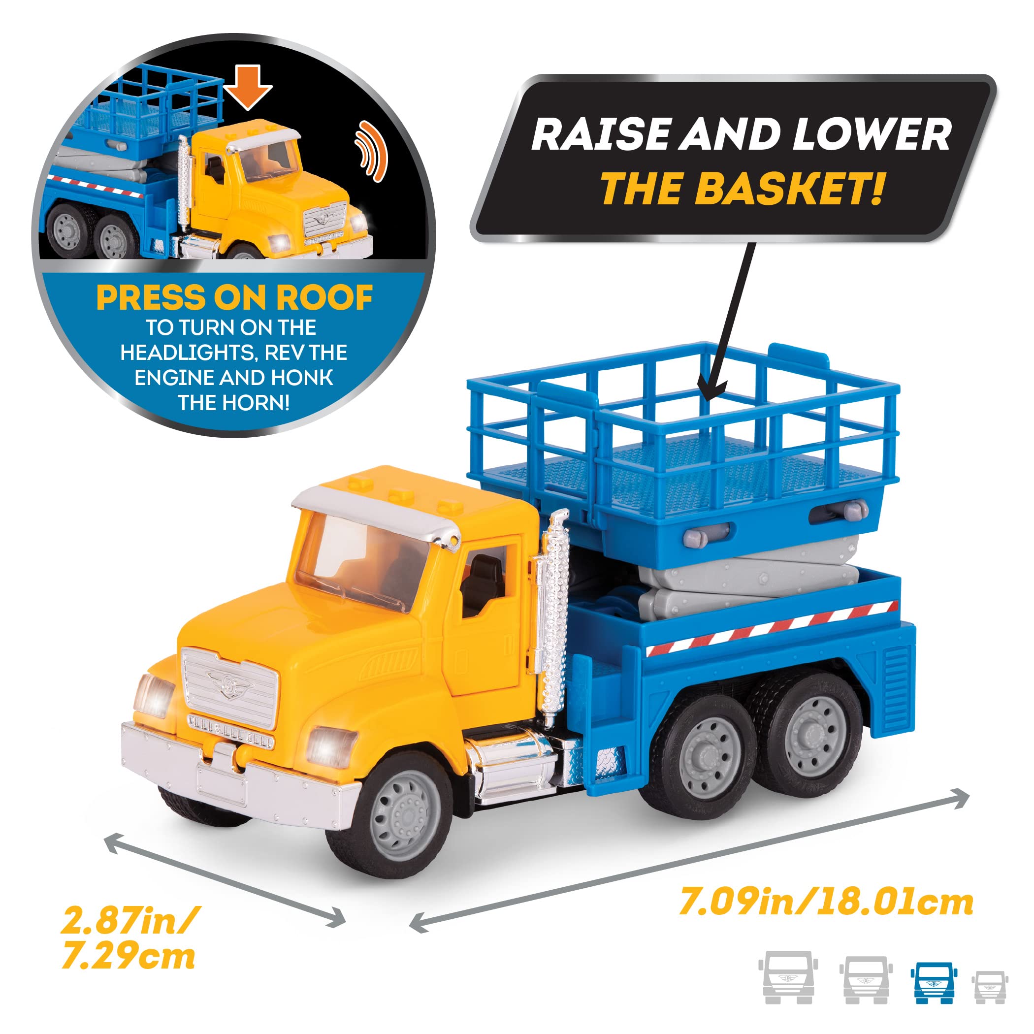 Driven by Battat Scissor Lift Truck Toy with Lights & Sounds | Movable Parts | Blue, Yellow 3