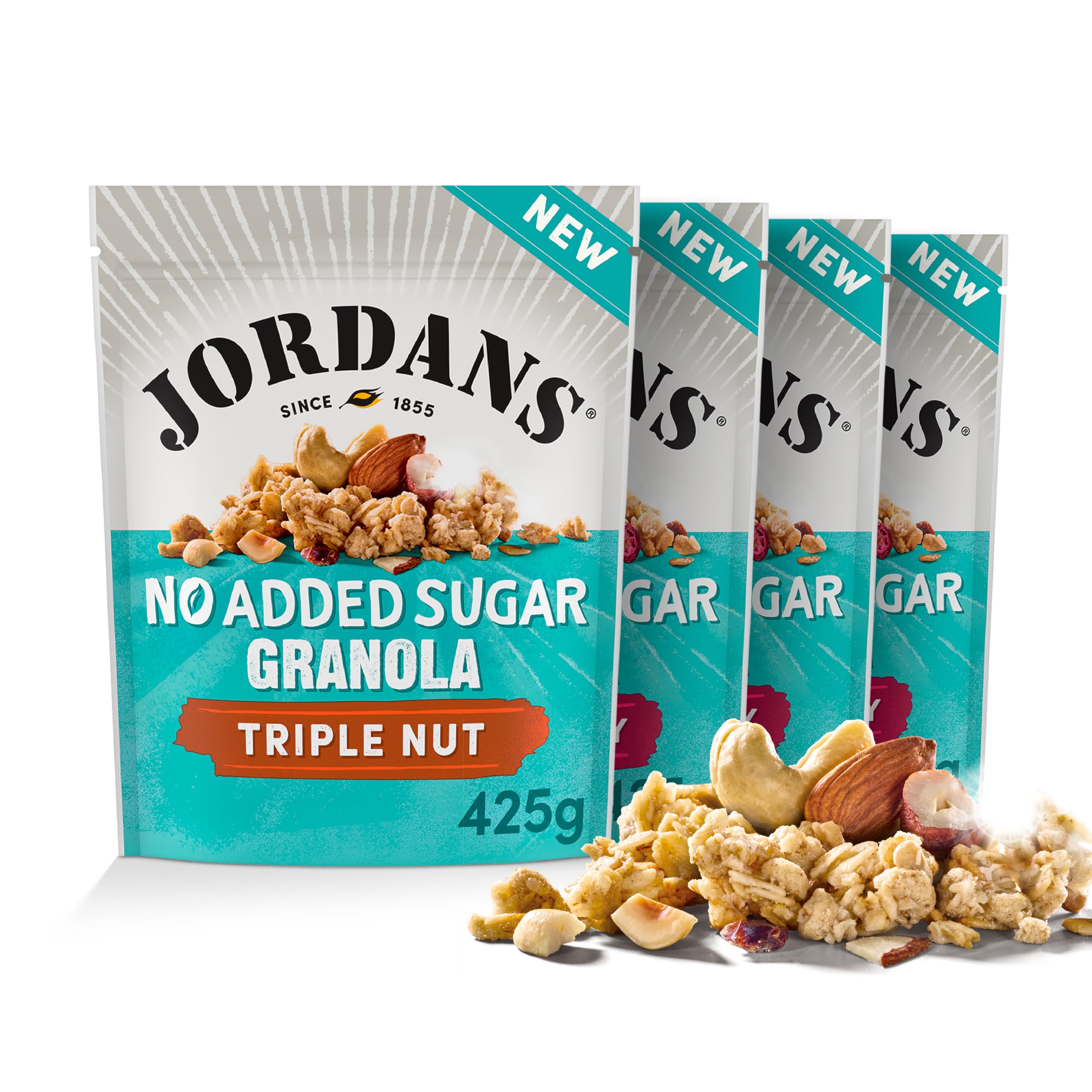 JORDANS No Added Sugar Granola - Triple Nut, High Fibre, 4 x 425g Pack