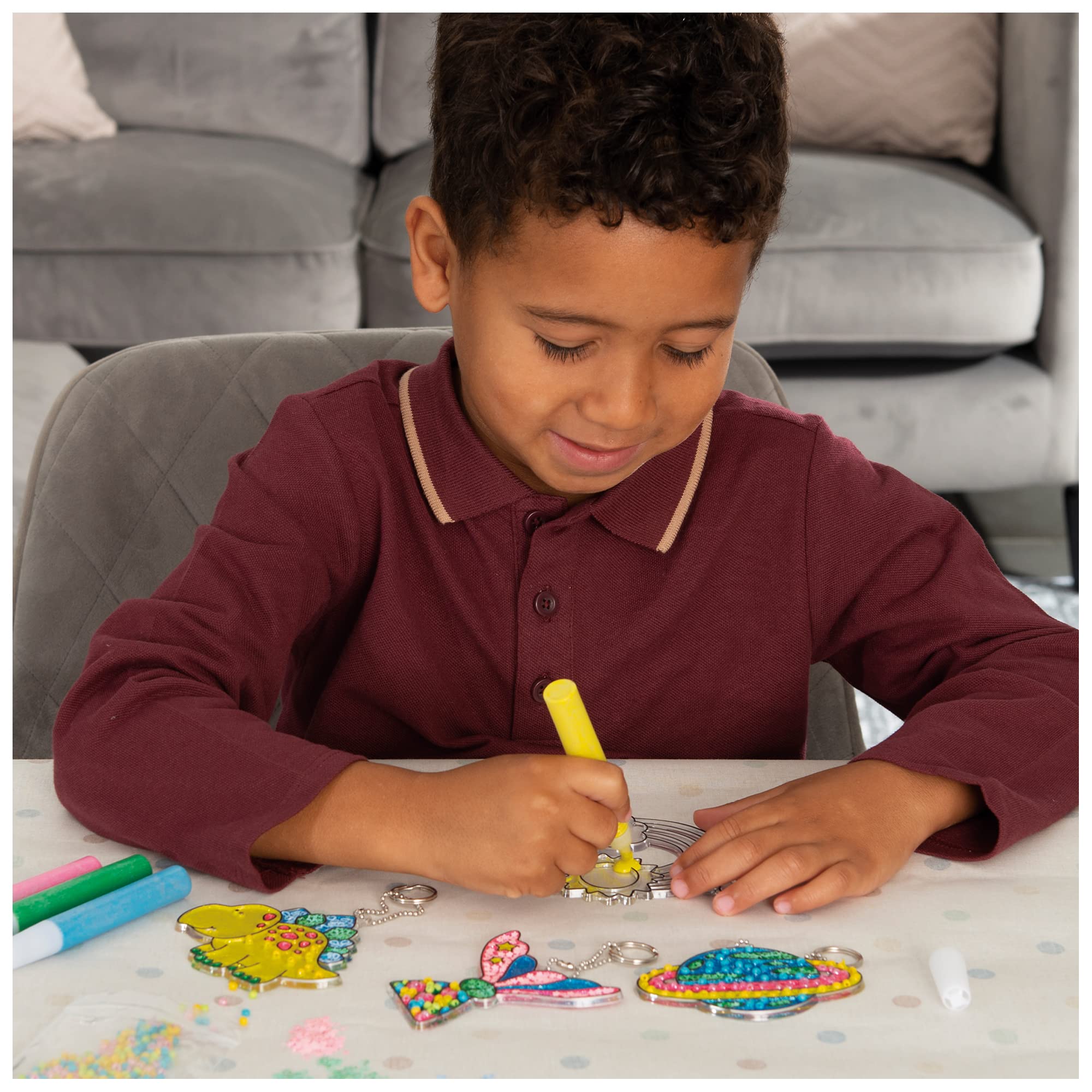 Galt Suncatcher Keyrings Craft Kit - Ages 6+ | Includes 4 Shapes & Paint 3