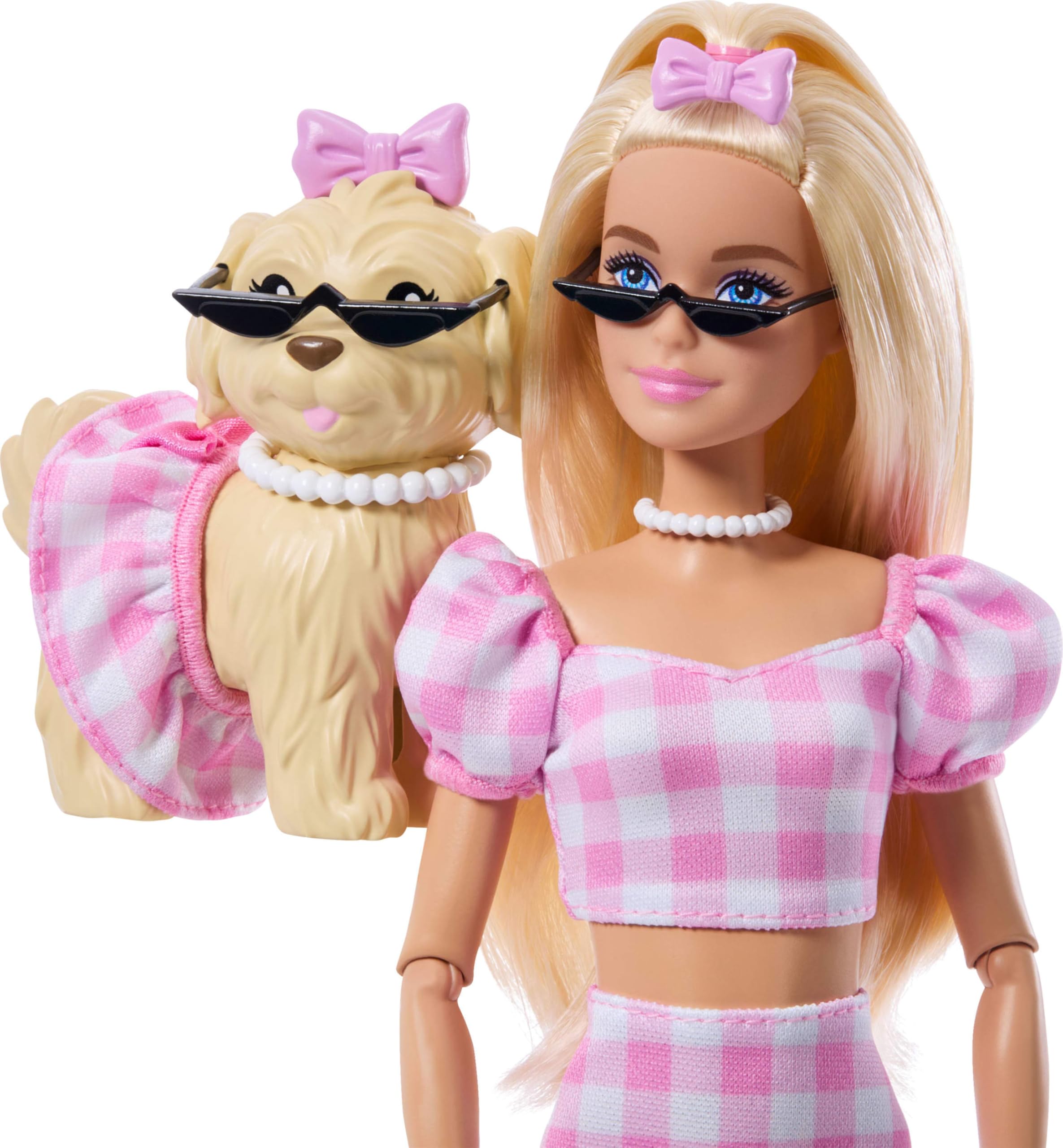 Barbie Twinning Looks Doll with Pet Dog - Matching Pink Gingham Outfits & Accessories, JFP36 5