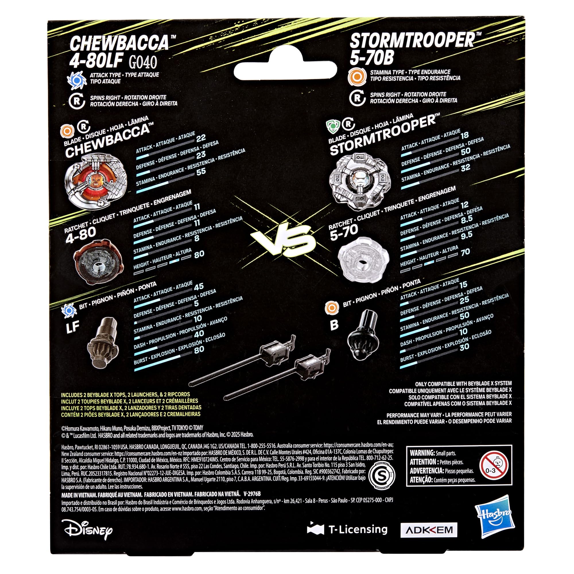 Hasbro Beyblade X Star Wars Collab - Chewbacca 4-80LF vs Stormtrooper 5-70B Battling Tops Set 7