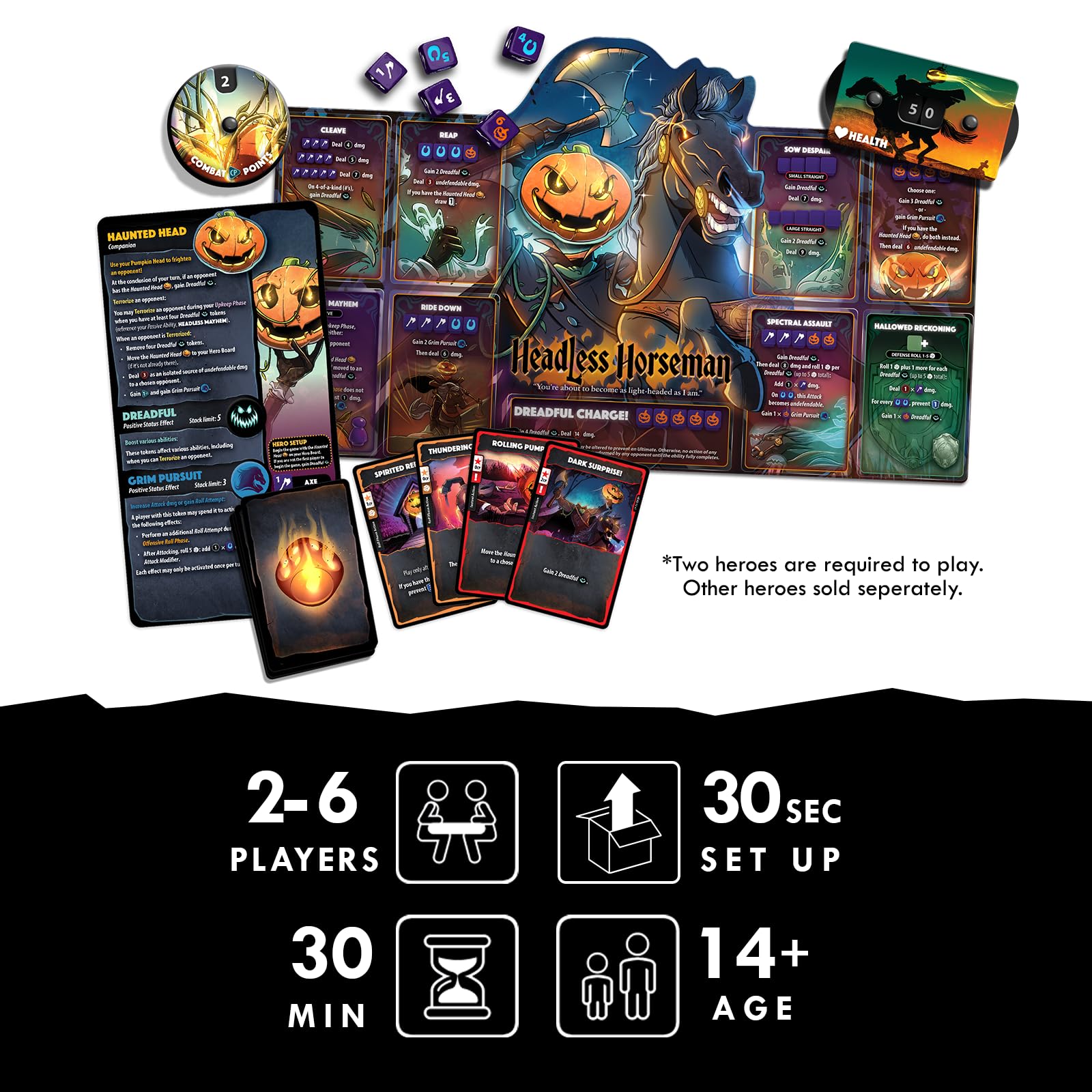 Dice Throne Headless Horseman Hero Pack - Haunted High-Speed Playstyle | Compatible with All Seasons | 2-4 Players