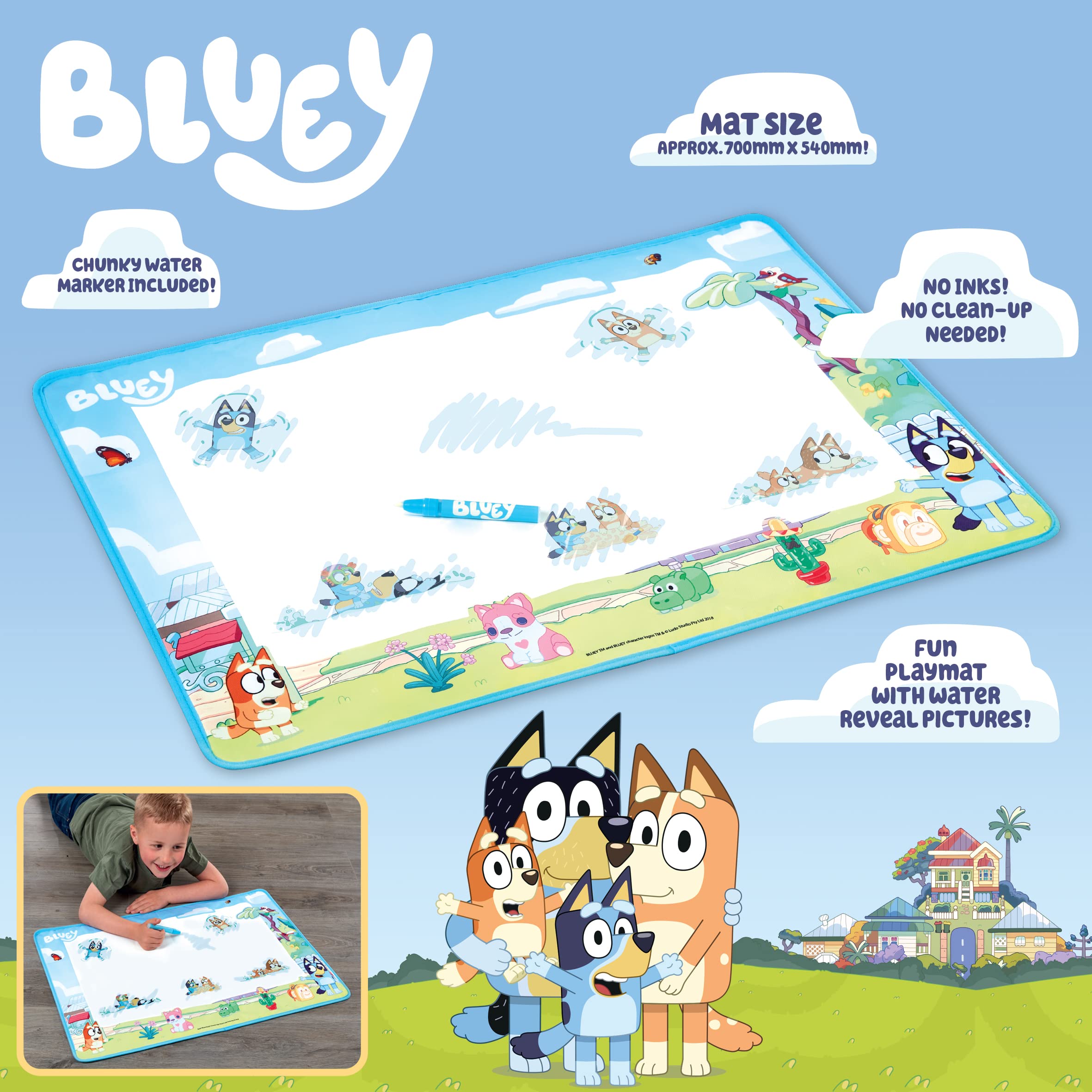 Character Options Bluey Aquamagic Art Mat - Mess-Free Creative Play for Ages 3+ 4