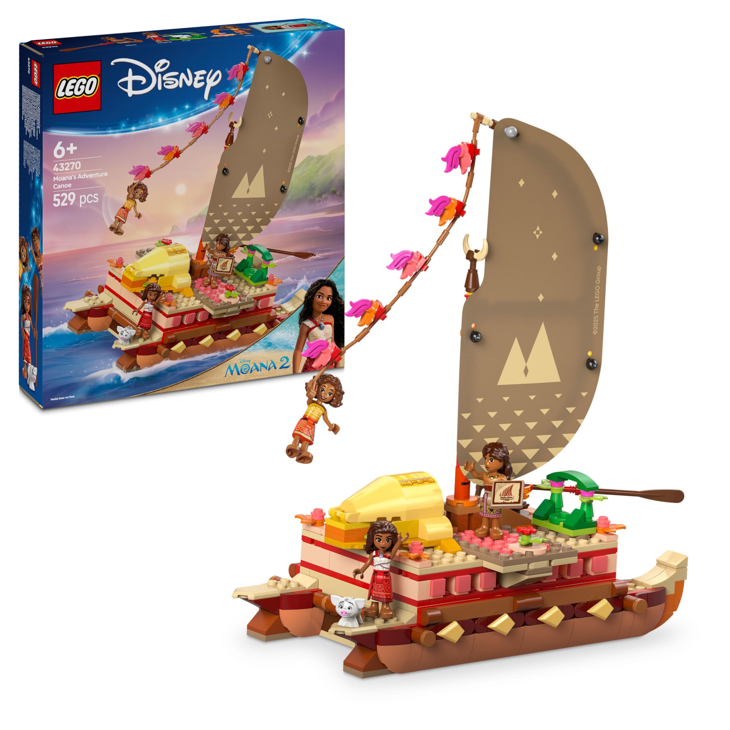 LEGO Disney Moana 2 Moana's Adventure Canoe 43270 Building Set for Ages 6+