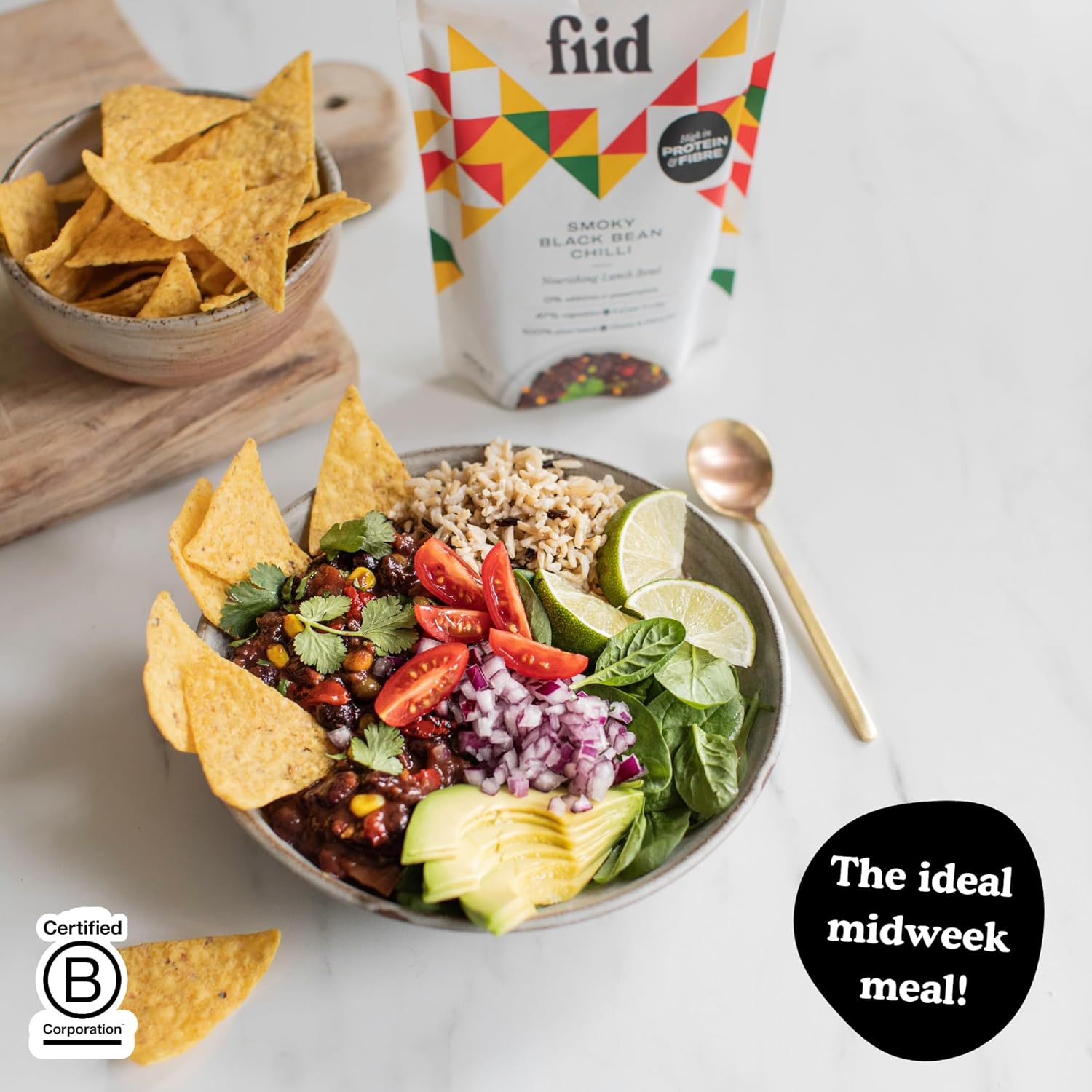 Fiid Mexican Black Bean Chilli - 3 x 100% Natural Vegan Microwave Ready Meals 8