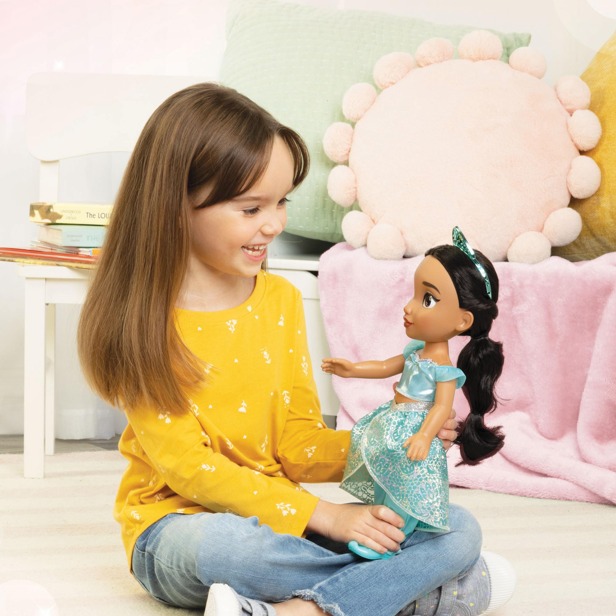 Disney Princess Jasmine Fashion Doll - 14" with Shimmery Platinum Holofoil Jumpsuit & Royal Reflection Eyes 7