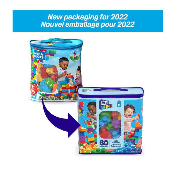 Mega Bloks First Builders Big Building Bag Playset - 60-Piece Building Set for Toddlers 1+